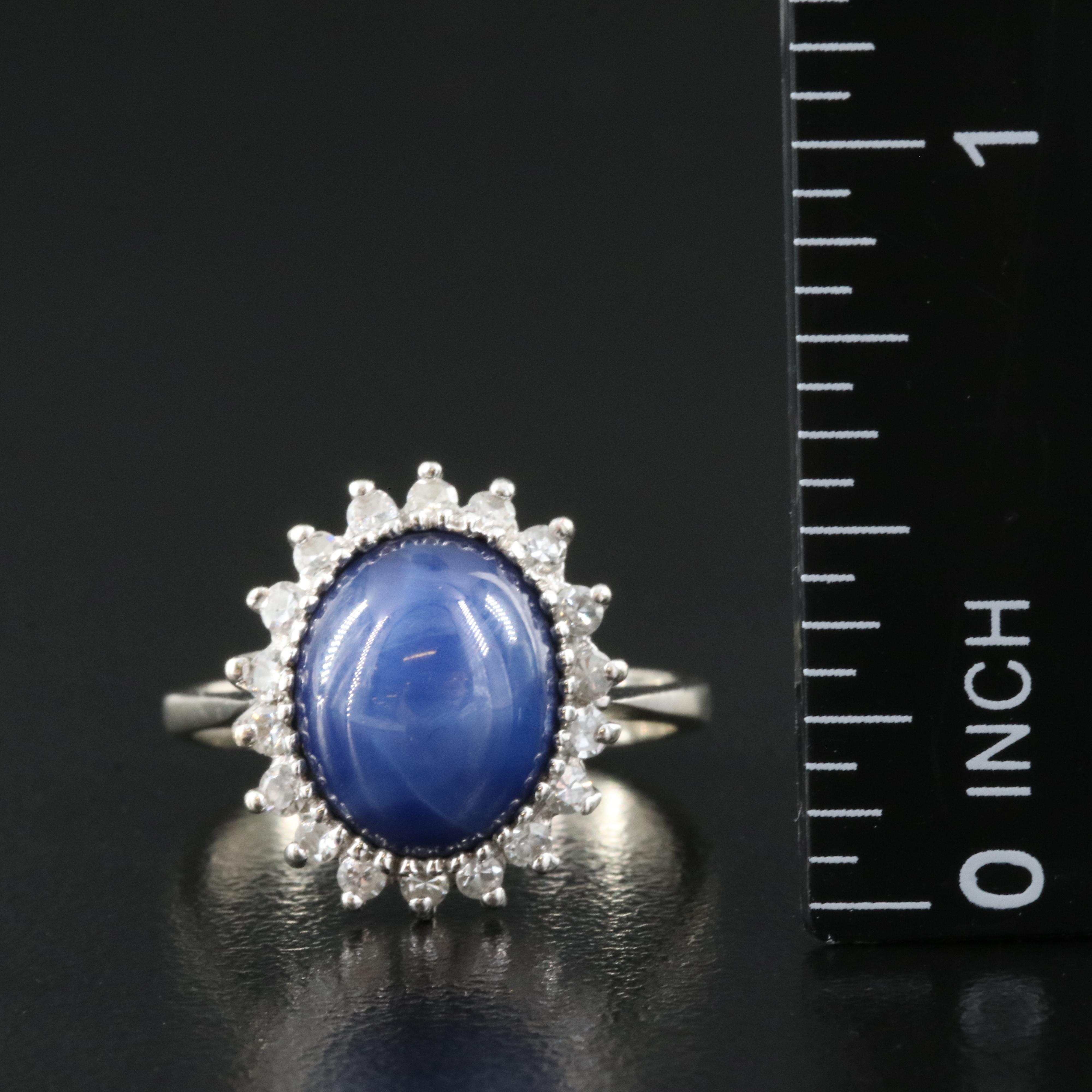 14K Star Sapphire and Diamond Ring