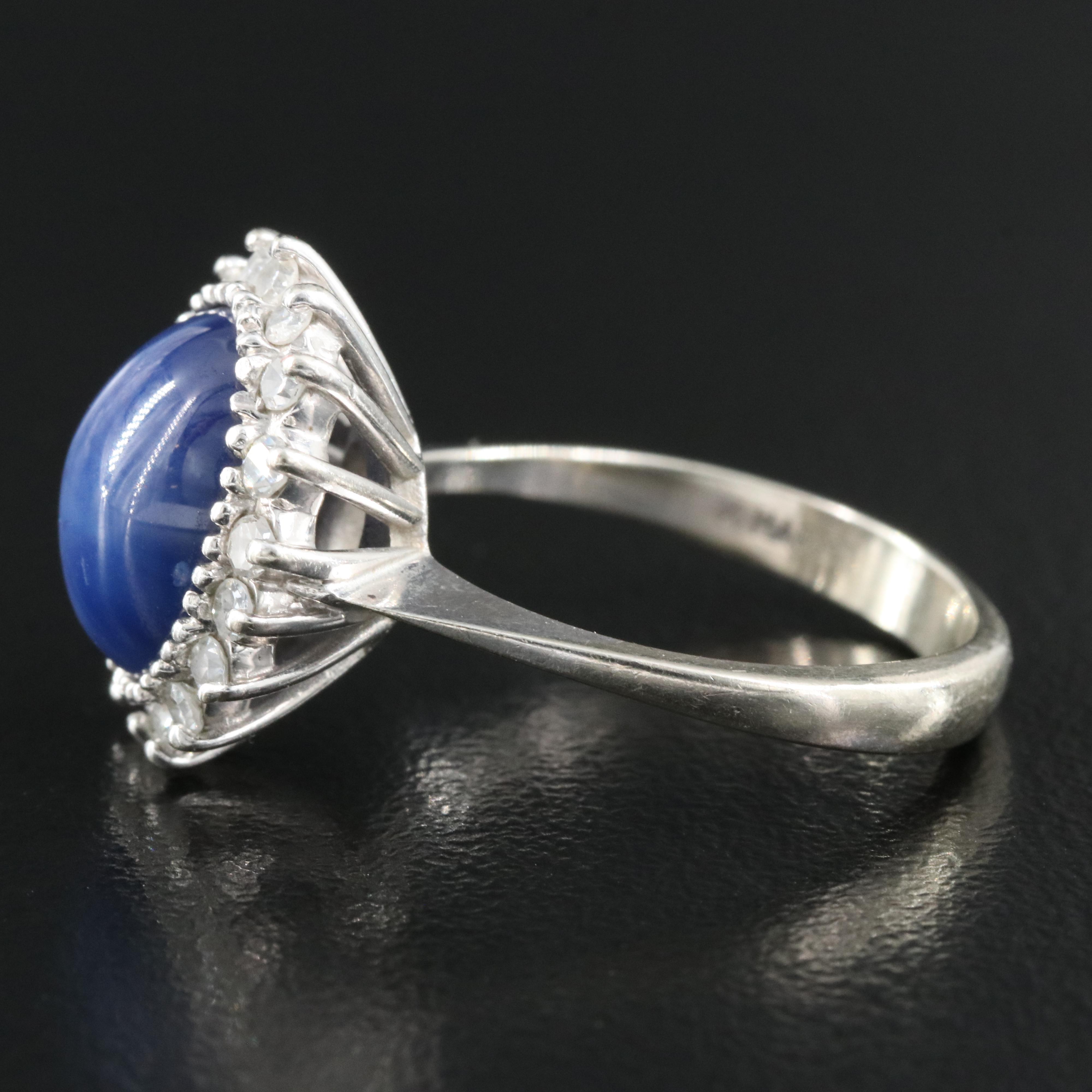 14K Star Sapphire and Diamond Ring