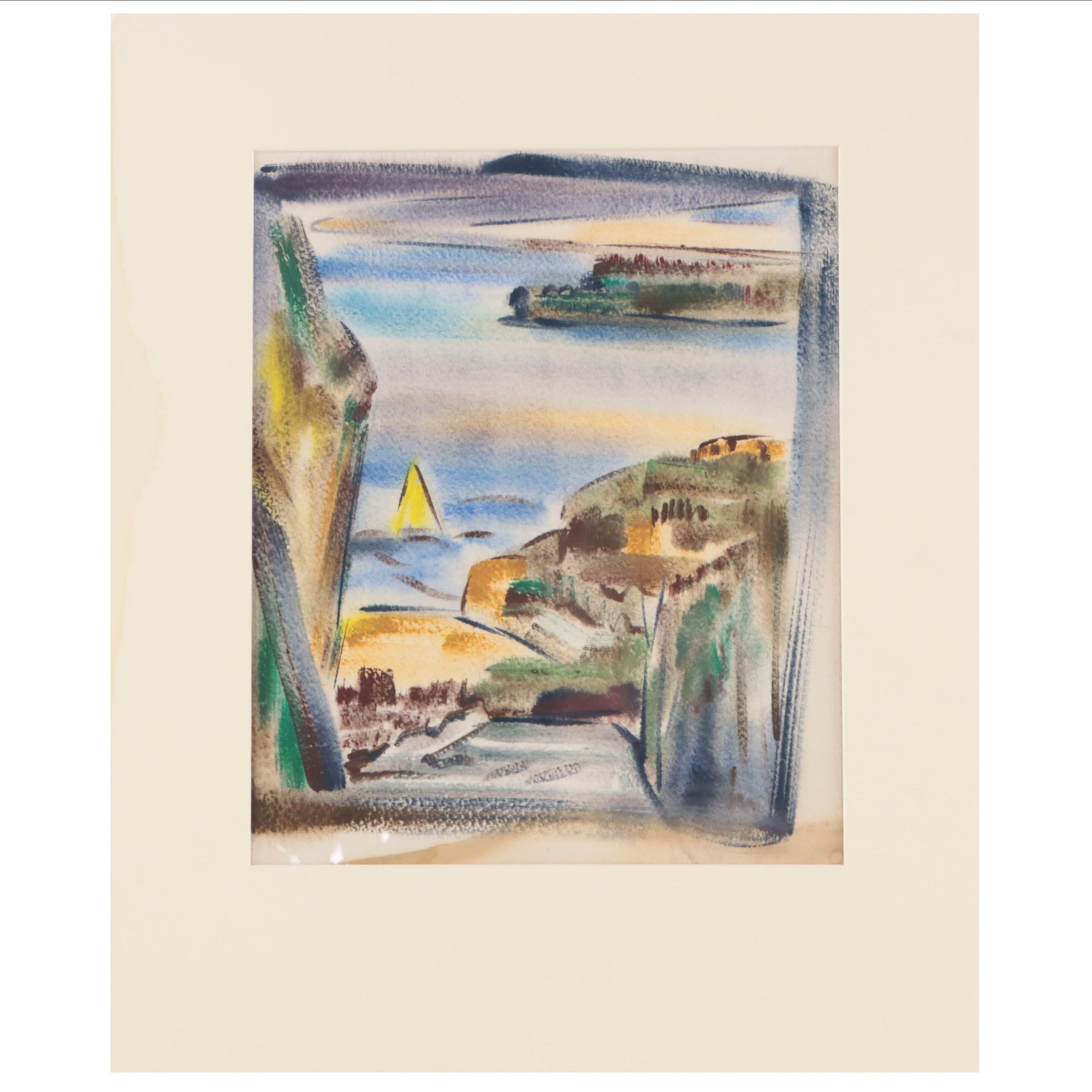 Yngve H. Olsen Landscape Watercolor Painting