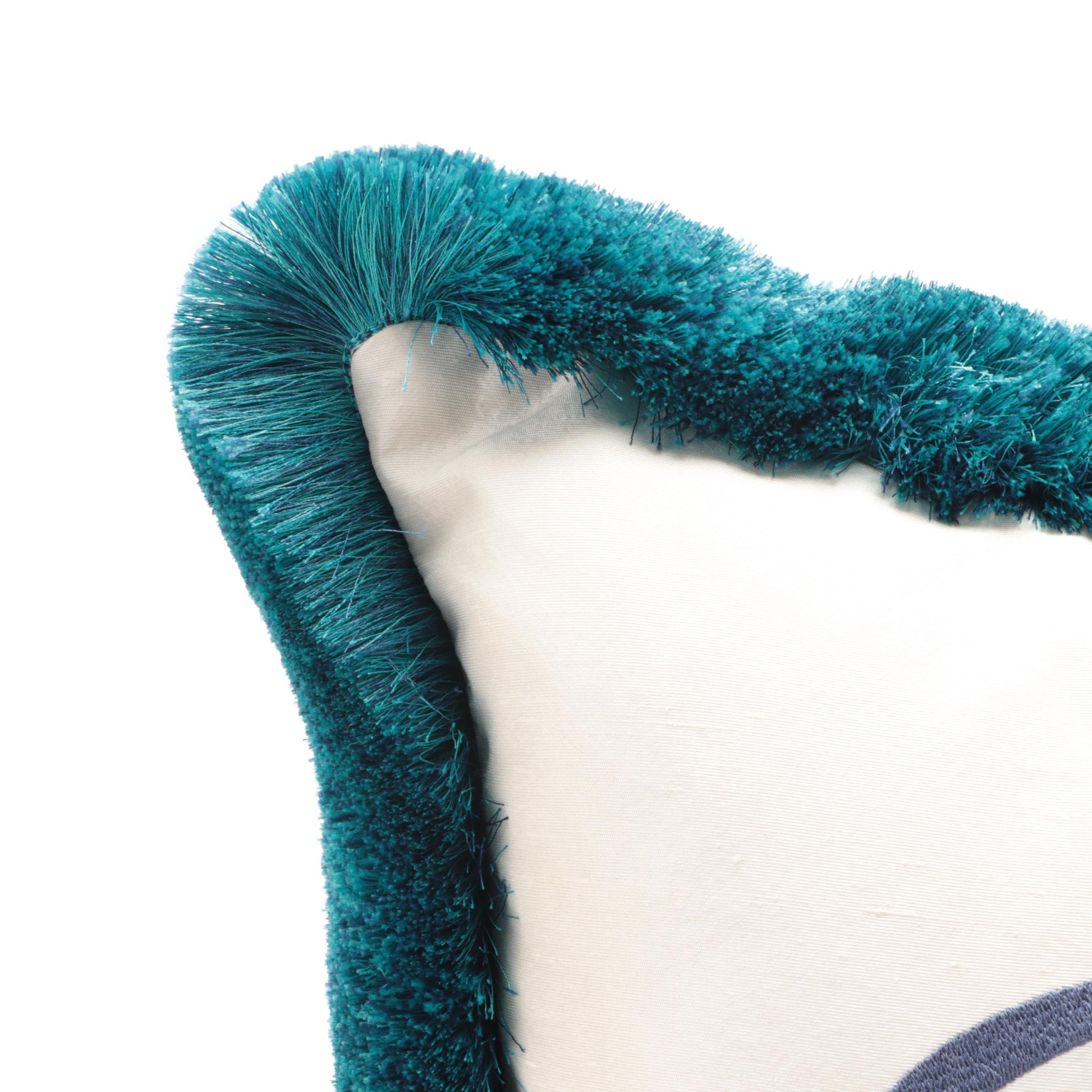 Silk Throw Pillow with Floral Embroidery and Fringe