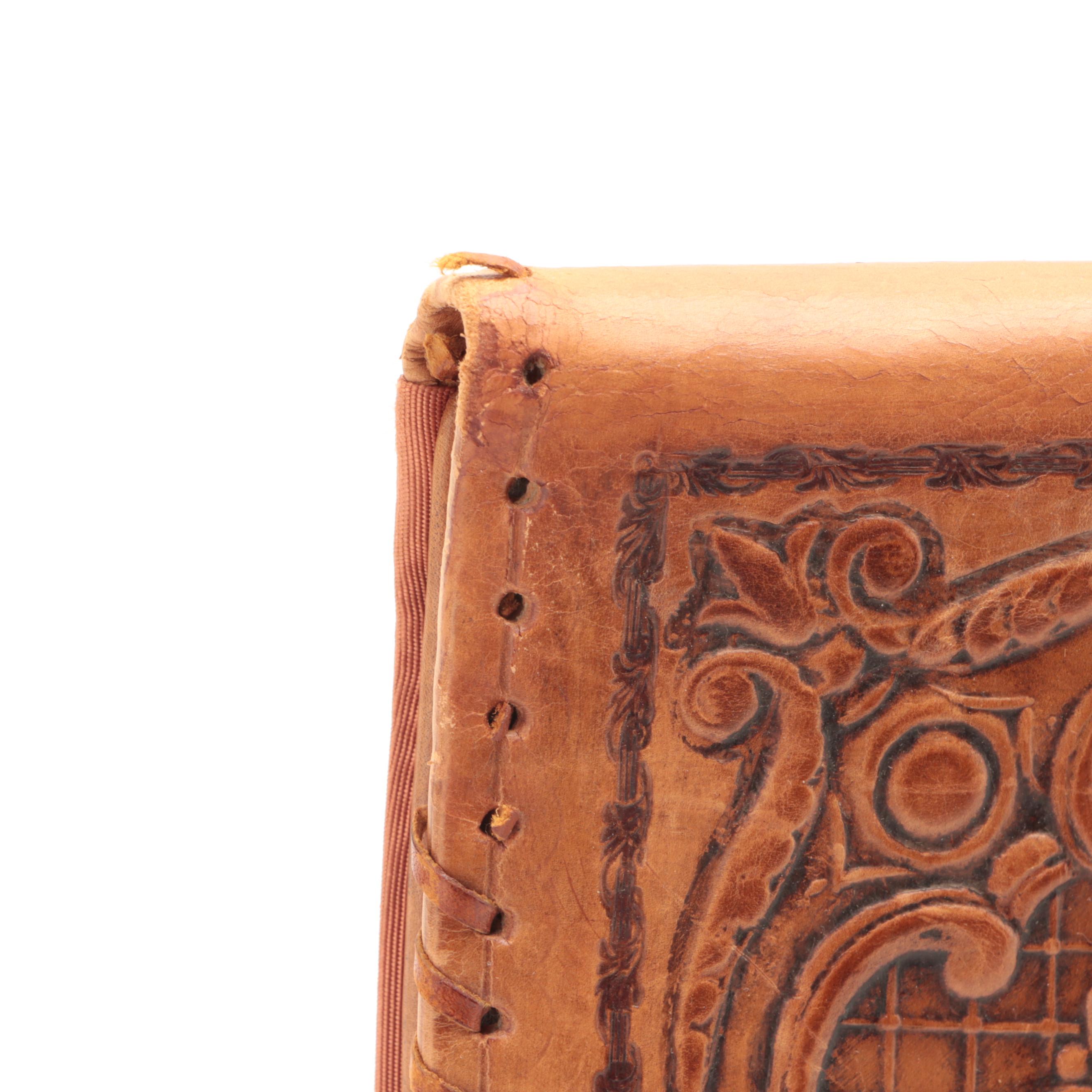 Italian Baroque Style Embossed Leather and Silk Folio