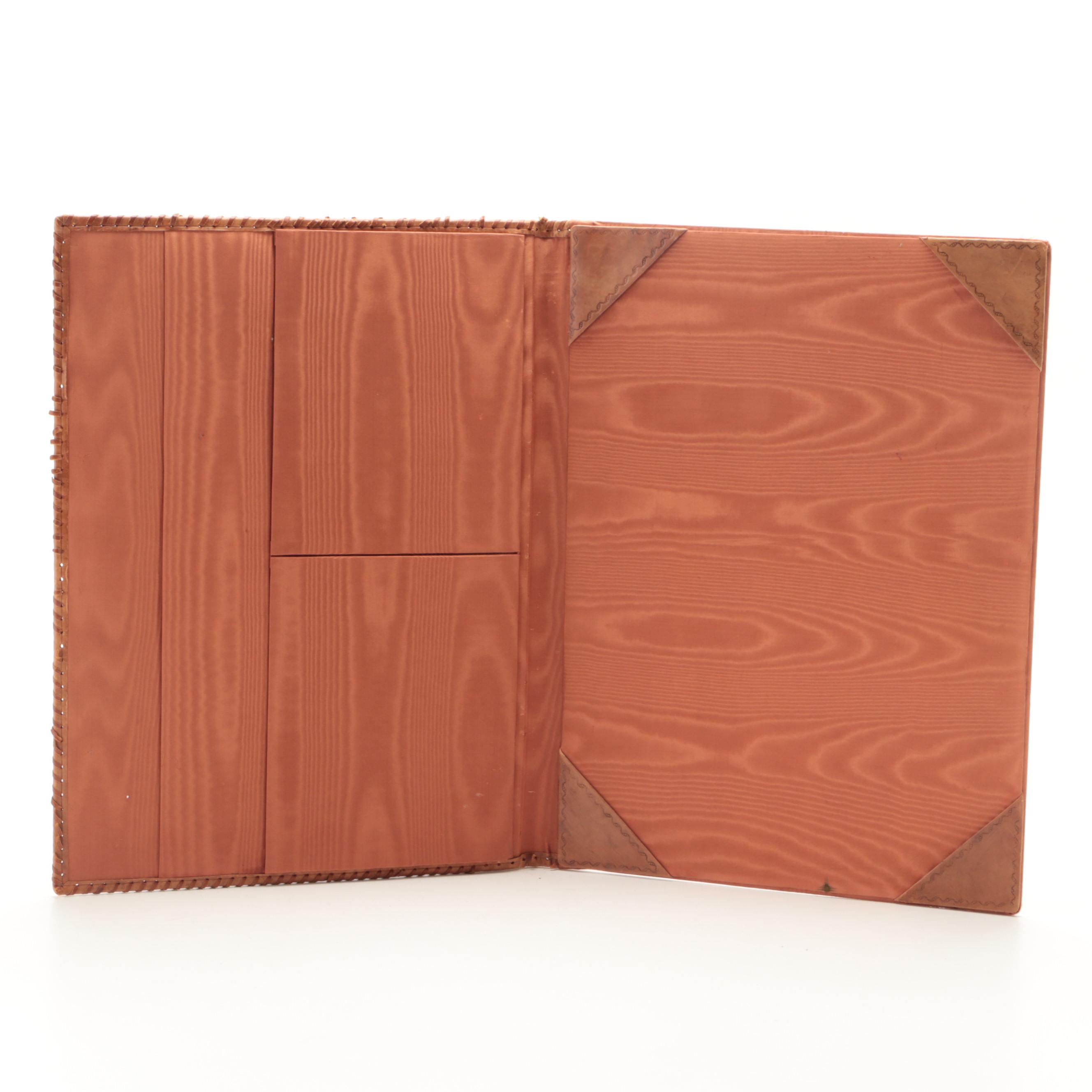 Italian Baroque Style Embossed Leather and Silk Folio