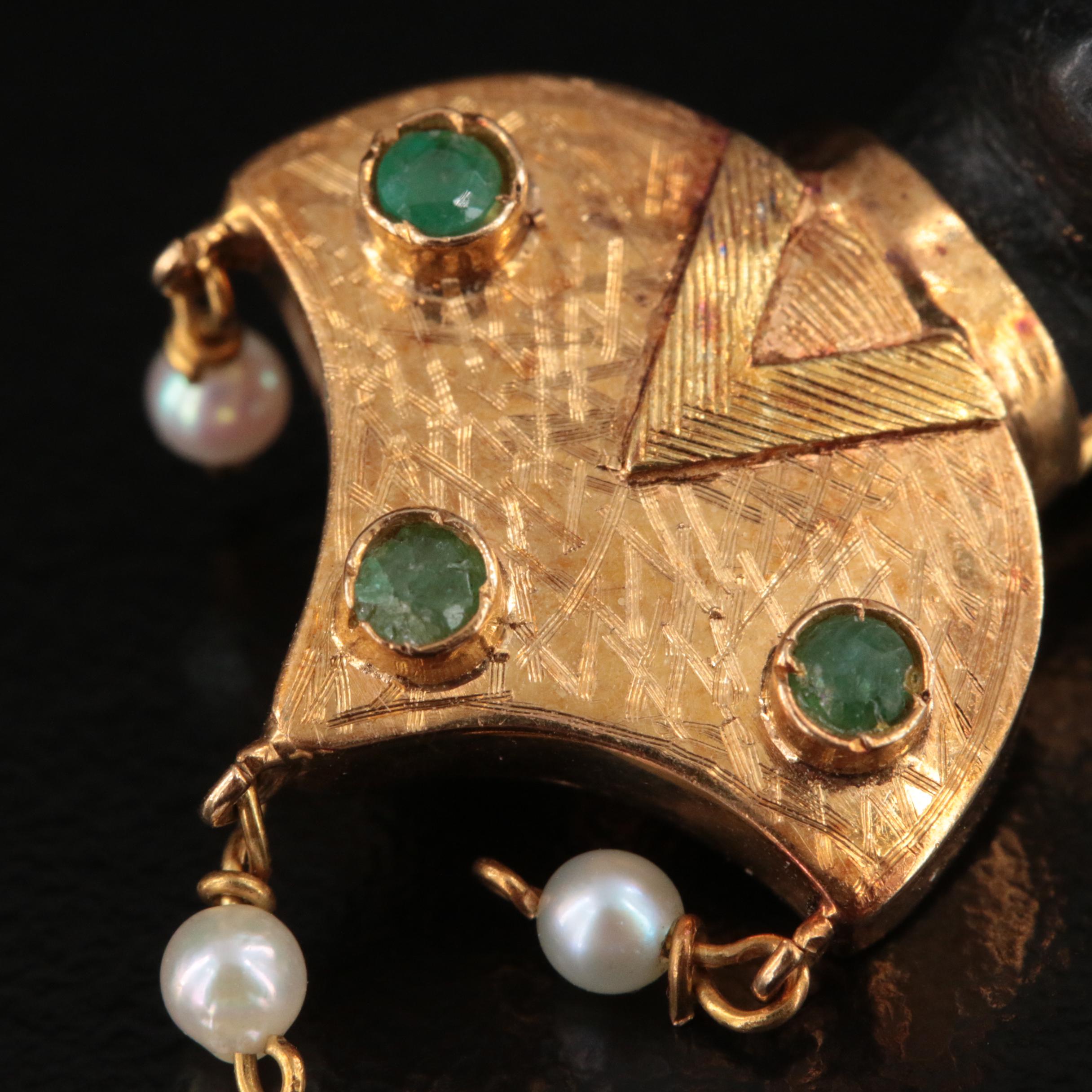 Vintage Italian 18K Faux Ebony and Emerald Blackamoor Jewelry Set