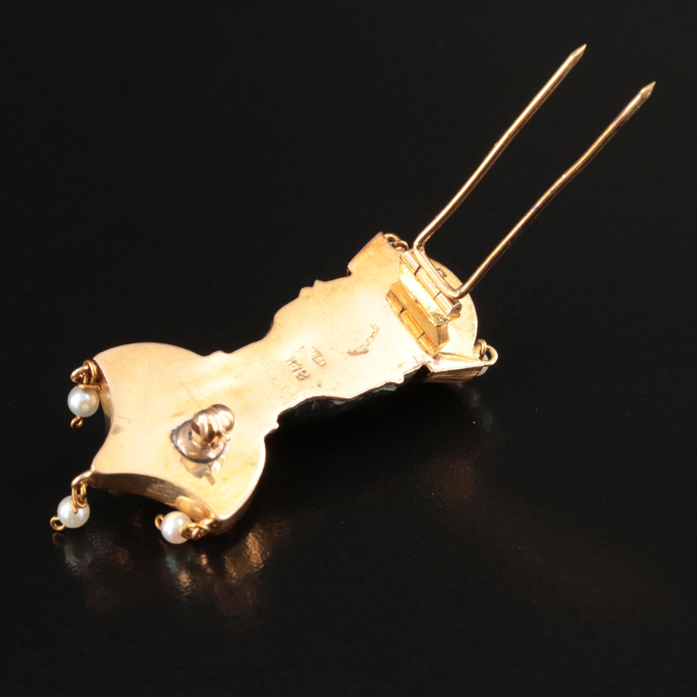 Vintage Italian 18K Faux Ebony and Emerald Blackamoor Jewelry Set