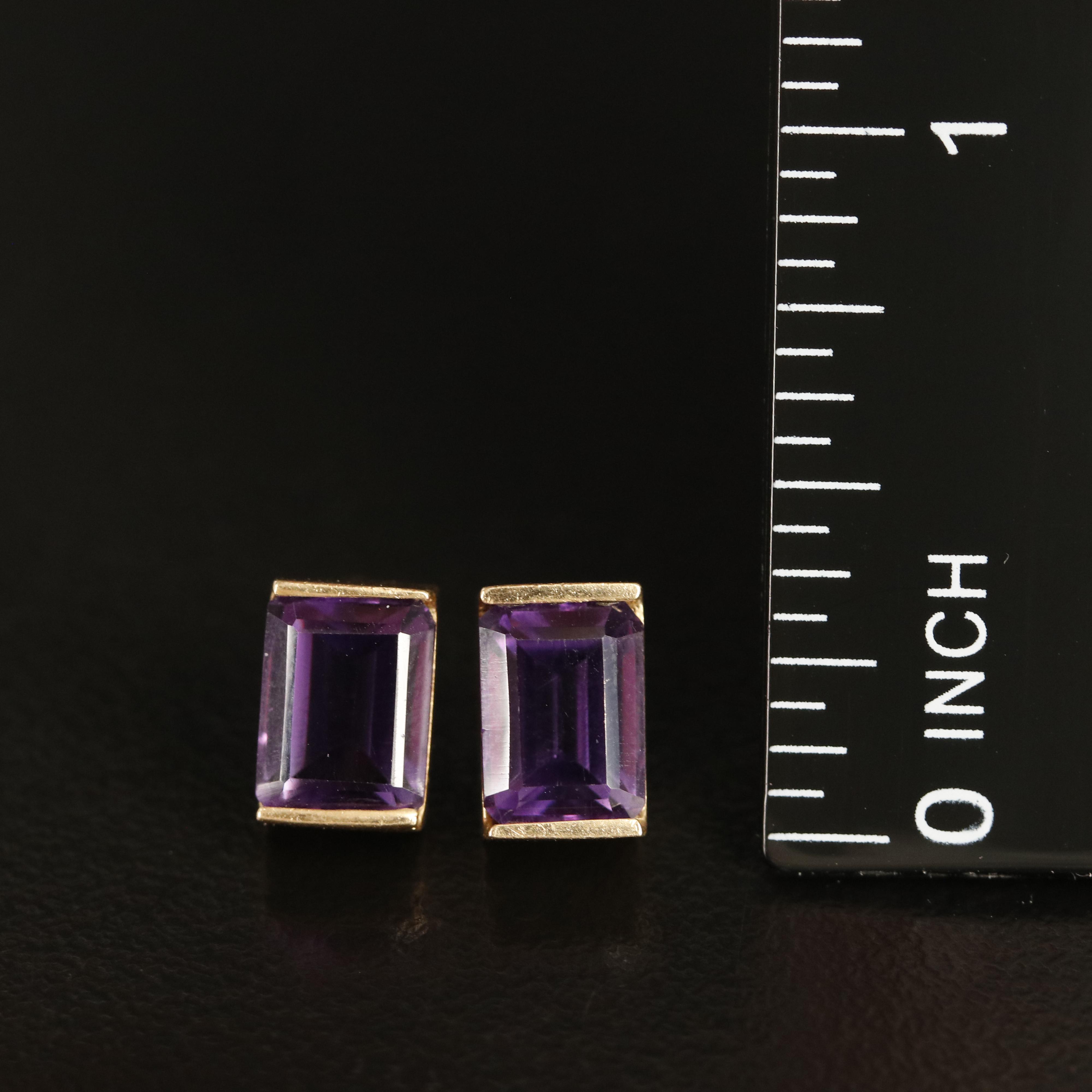 14K Amethyst Stud Earrings