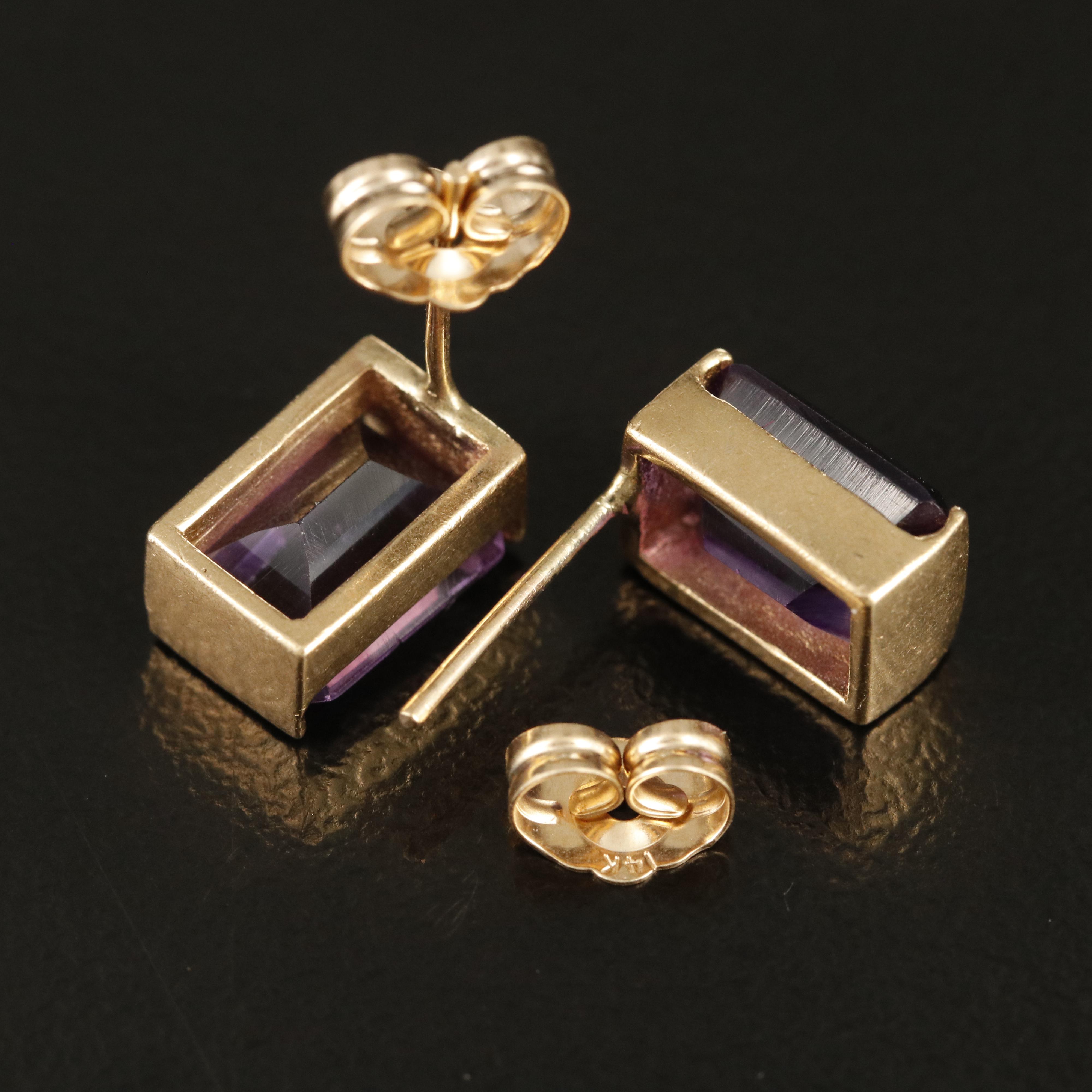 14K Amethyst Stud Earrings