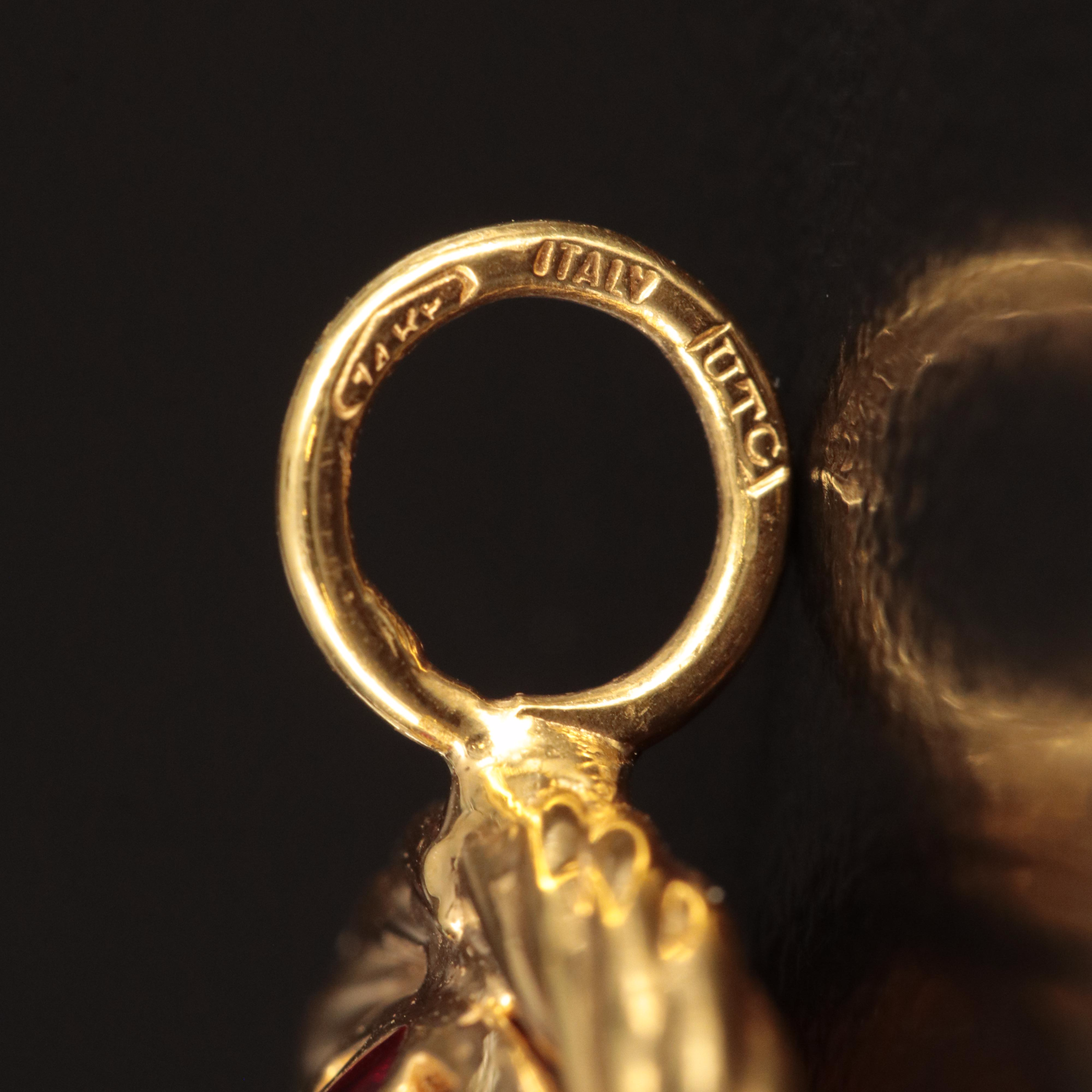 Italian 14K Enamel Plique-a-Jour Pendant