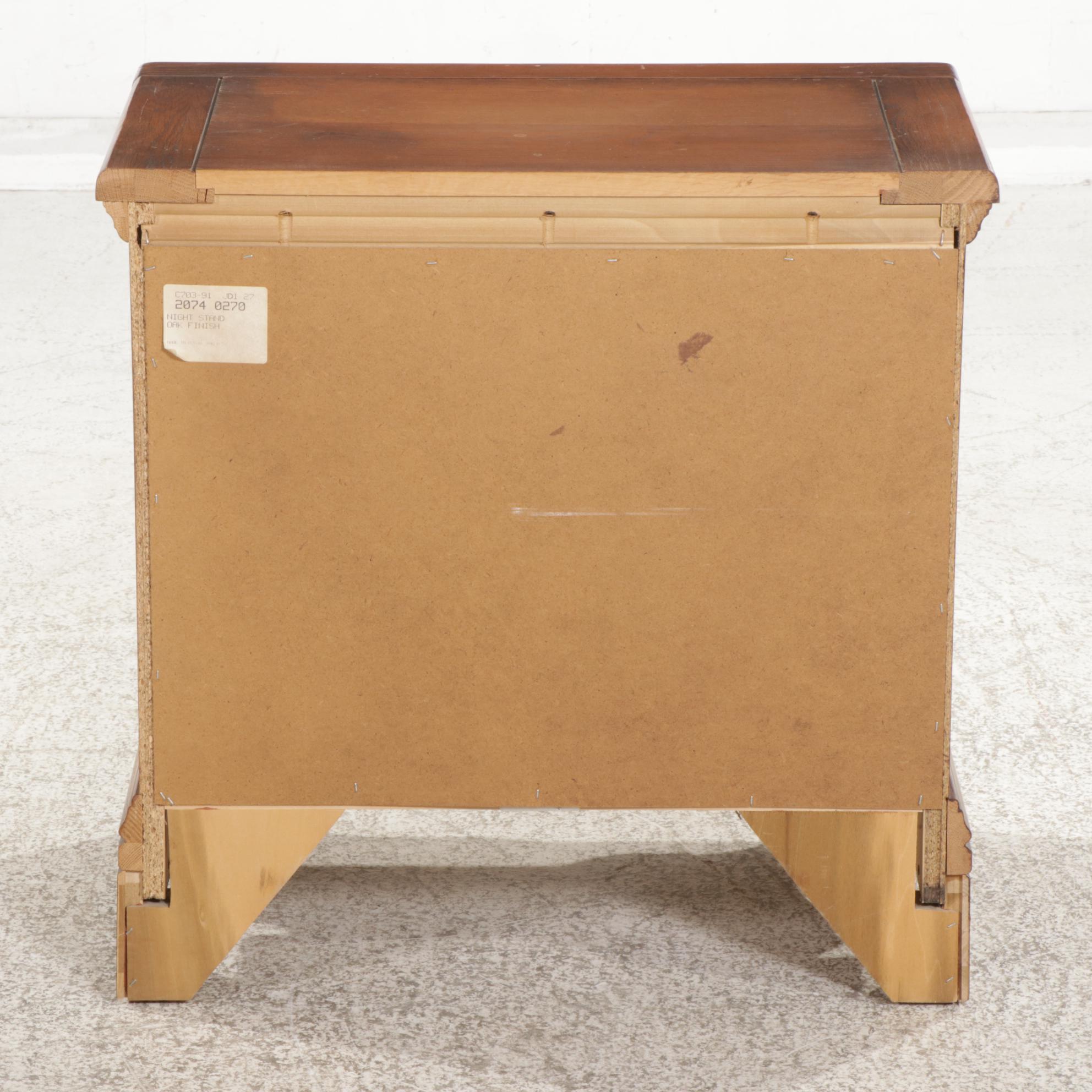 Bassett Oak-Veneered Two-Drawer Nightstand, Late 20th Century