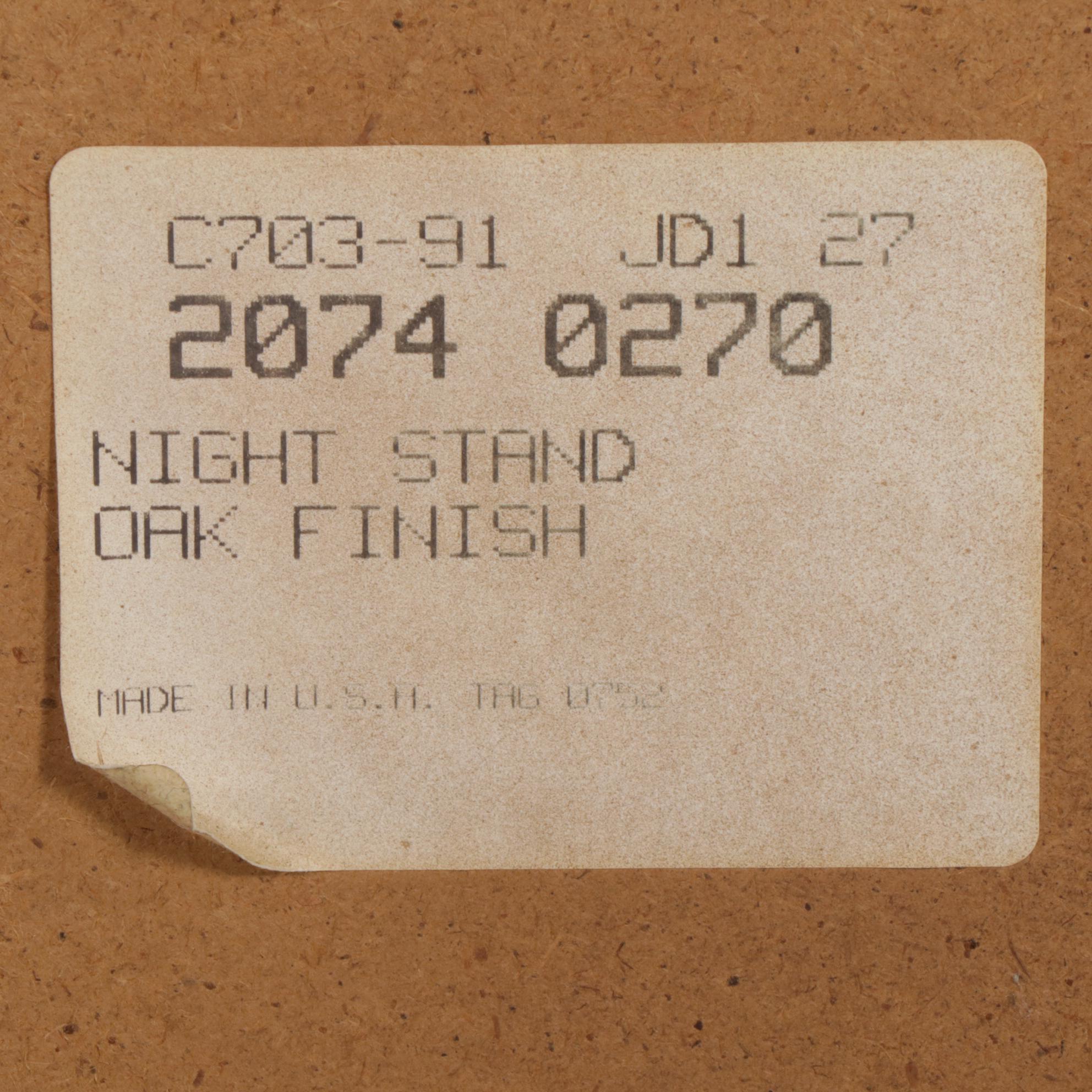 Bassett Oak-Veneered Two-Drawer Nightstand, Late 20th Century