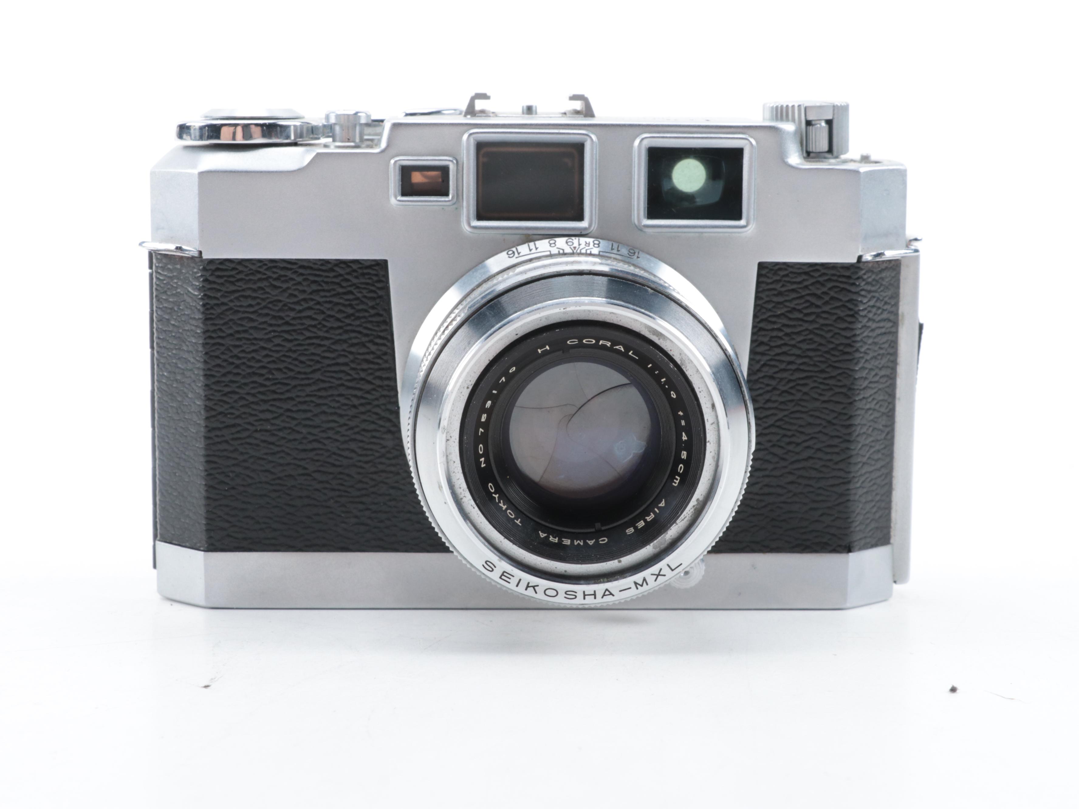 Petri Flex V and Aries 35-IIIL 35 mm Cameras with Lens, Mid-20th Century