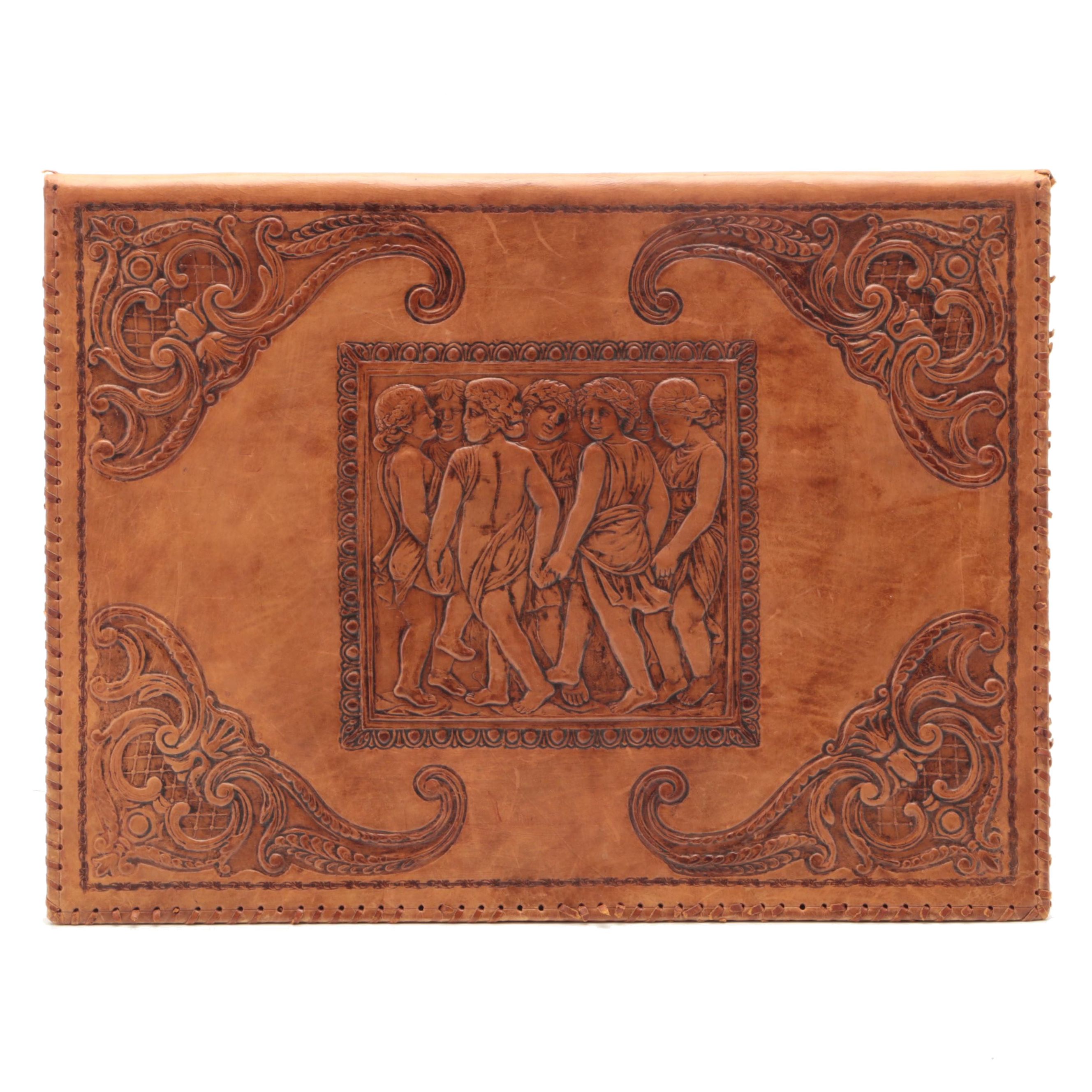 Italian Baroque Style Embossed Leather and Silk Folio