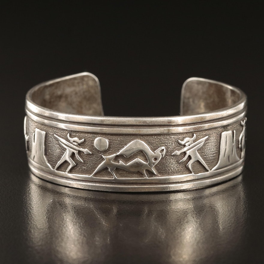 Shube's Manufacturing Southwestern Sterling Storyteller Cuff