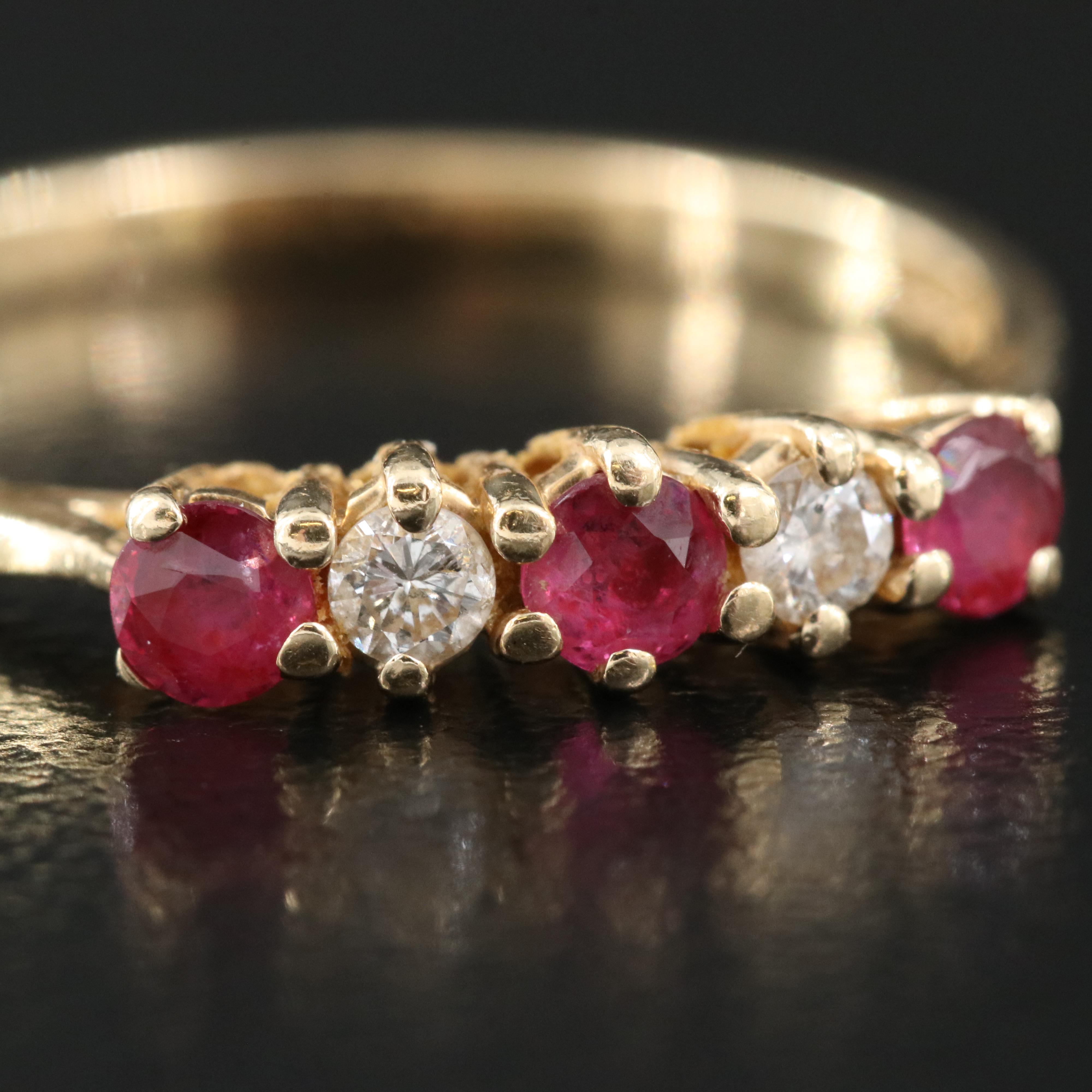 14K 0.12 CTW Diamond and Ruby Ring