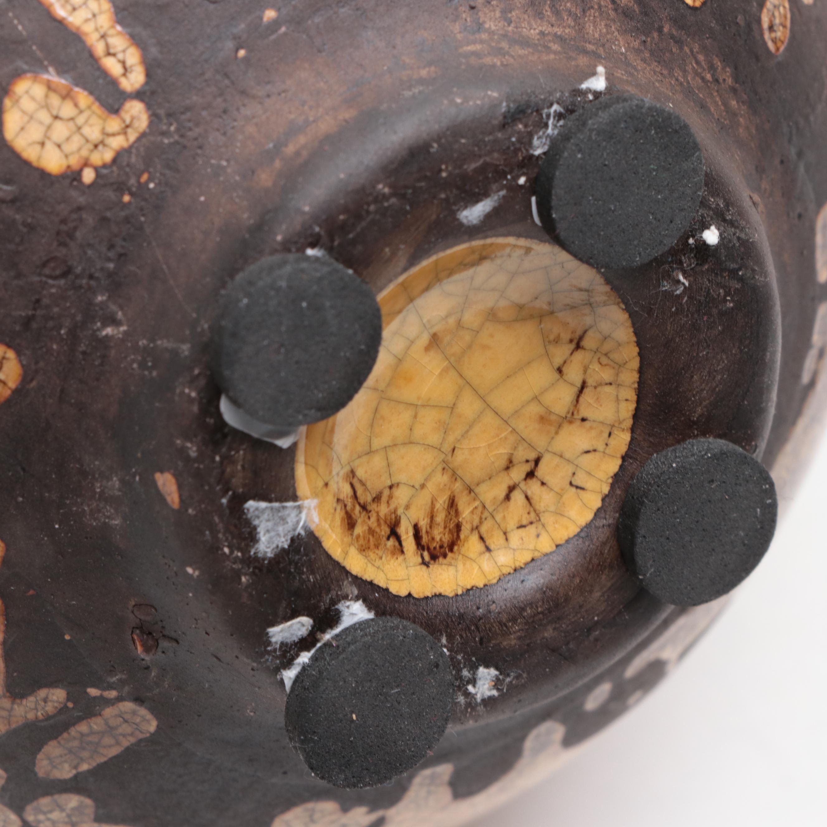 Wooden Box with Rooster Finial, Metal Cache Pot, and Ceramic Jars