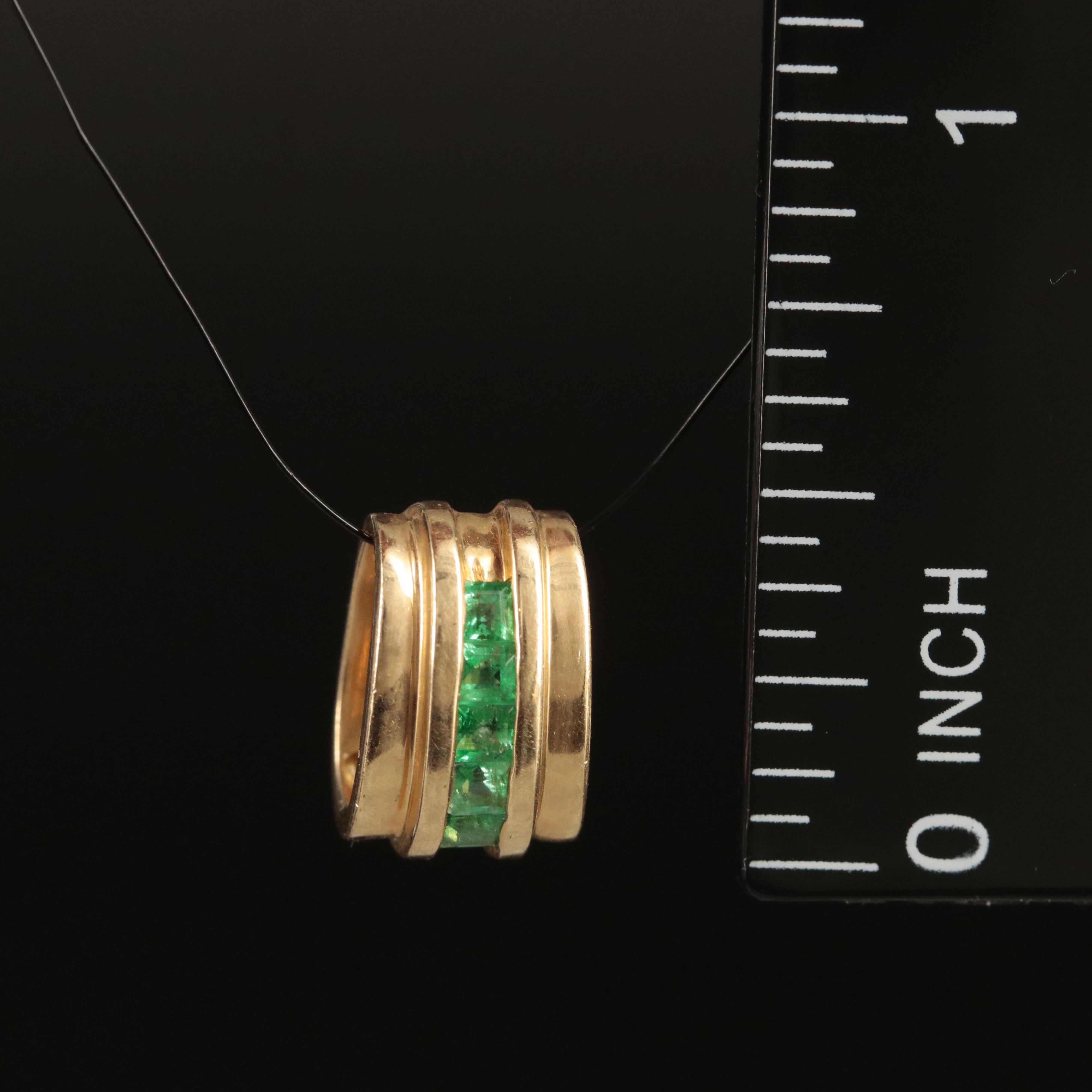 14K Emerald Slide Pendant