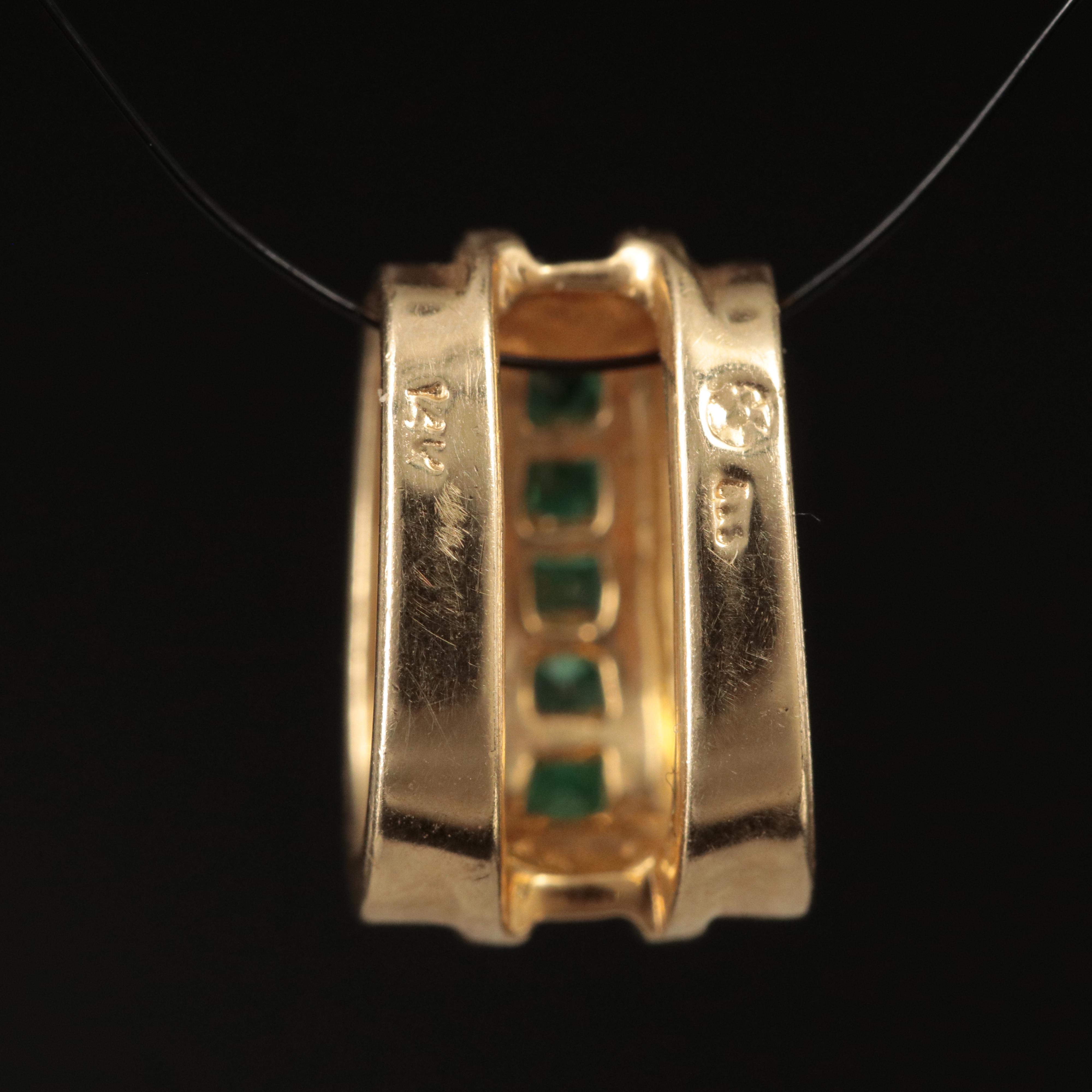 14K Emerald Slide Pendant