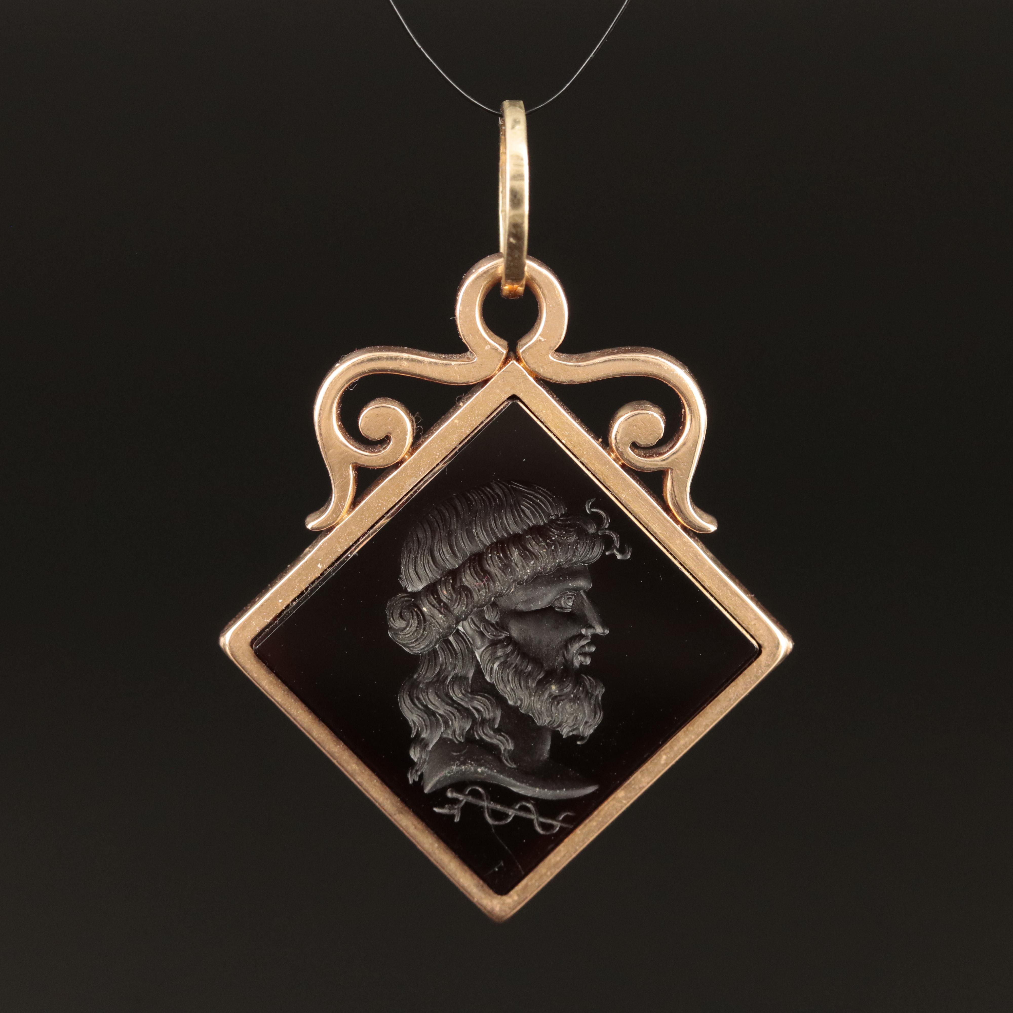 Vintage 14K Sard Intaglio Fob Charm