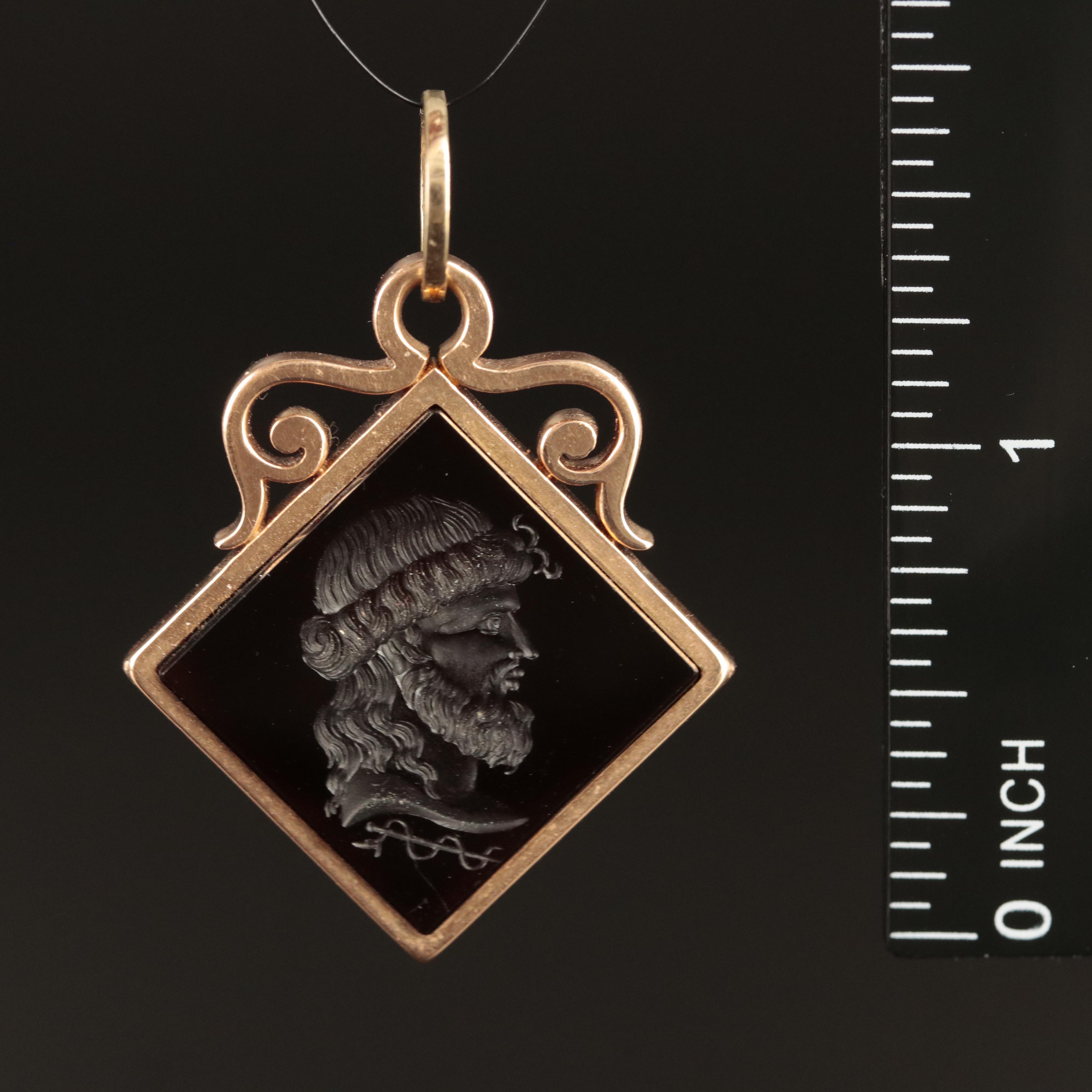 Vintage 14K Sard Intaglio Fob Charm