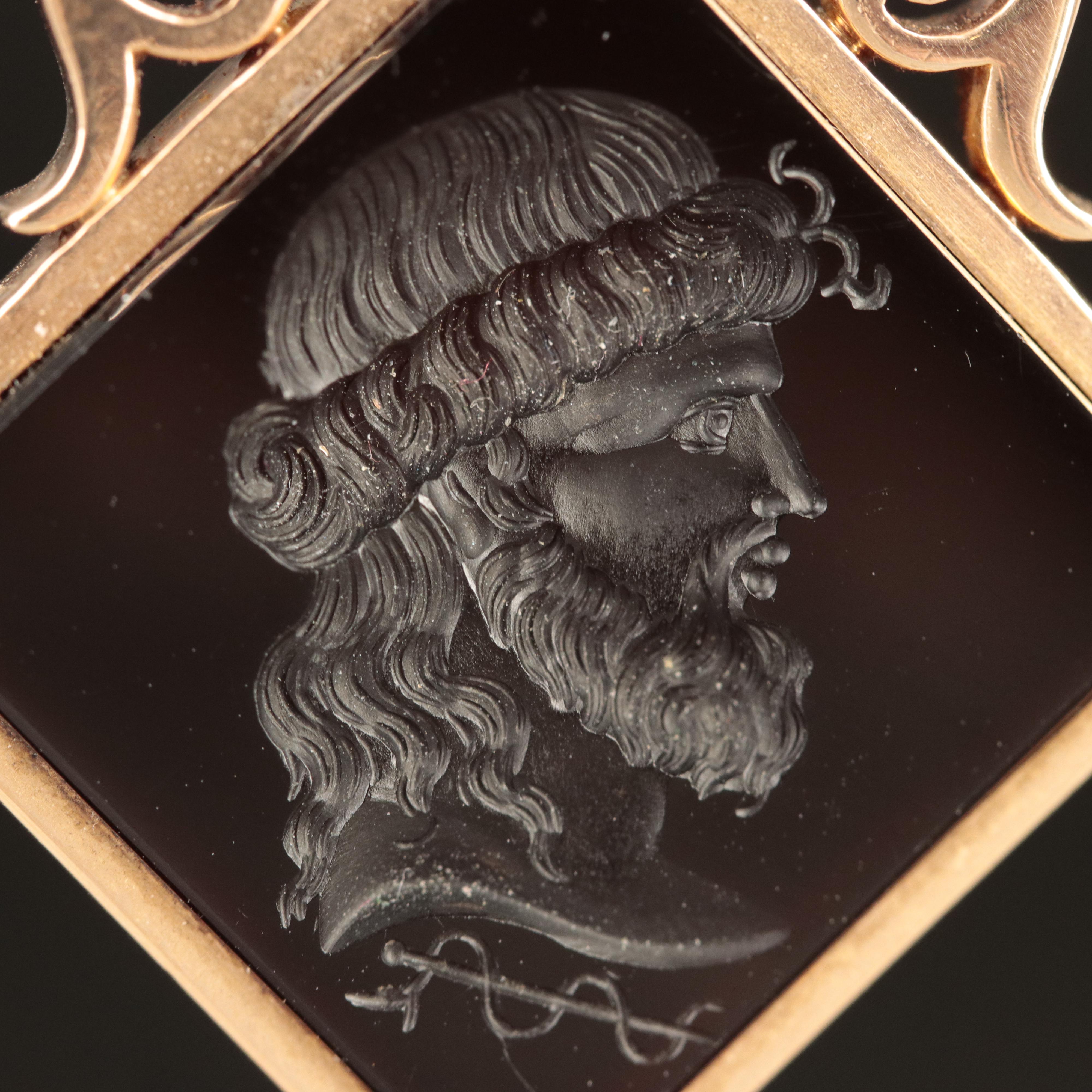 Vintage 14K Sard Intaglio Fob Charm