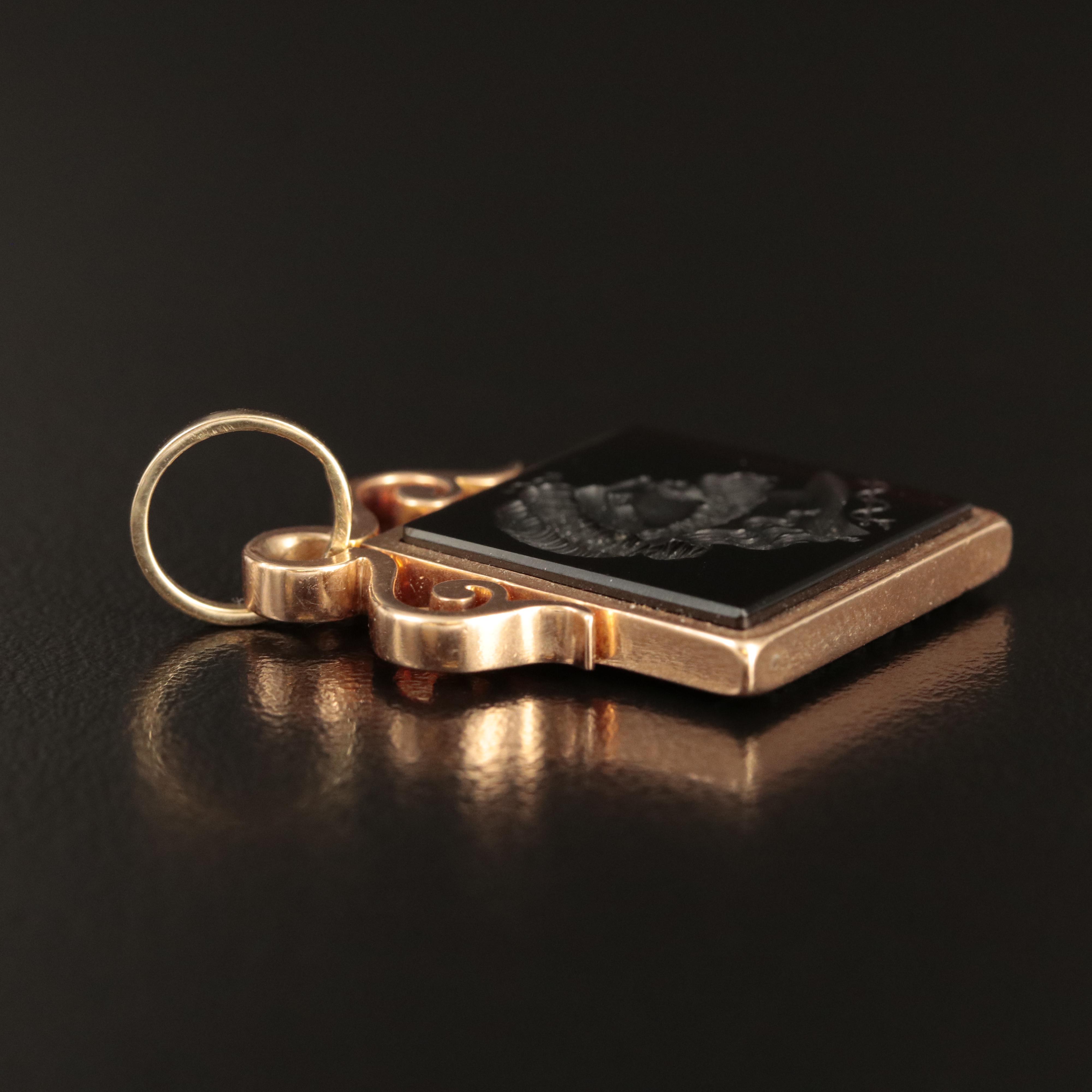 Vintage 14K Sard Intaglio Fob Charm