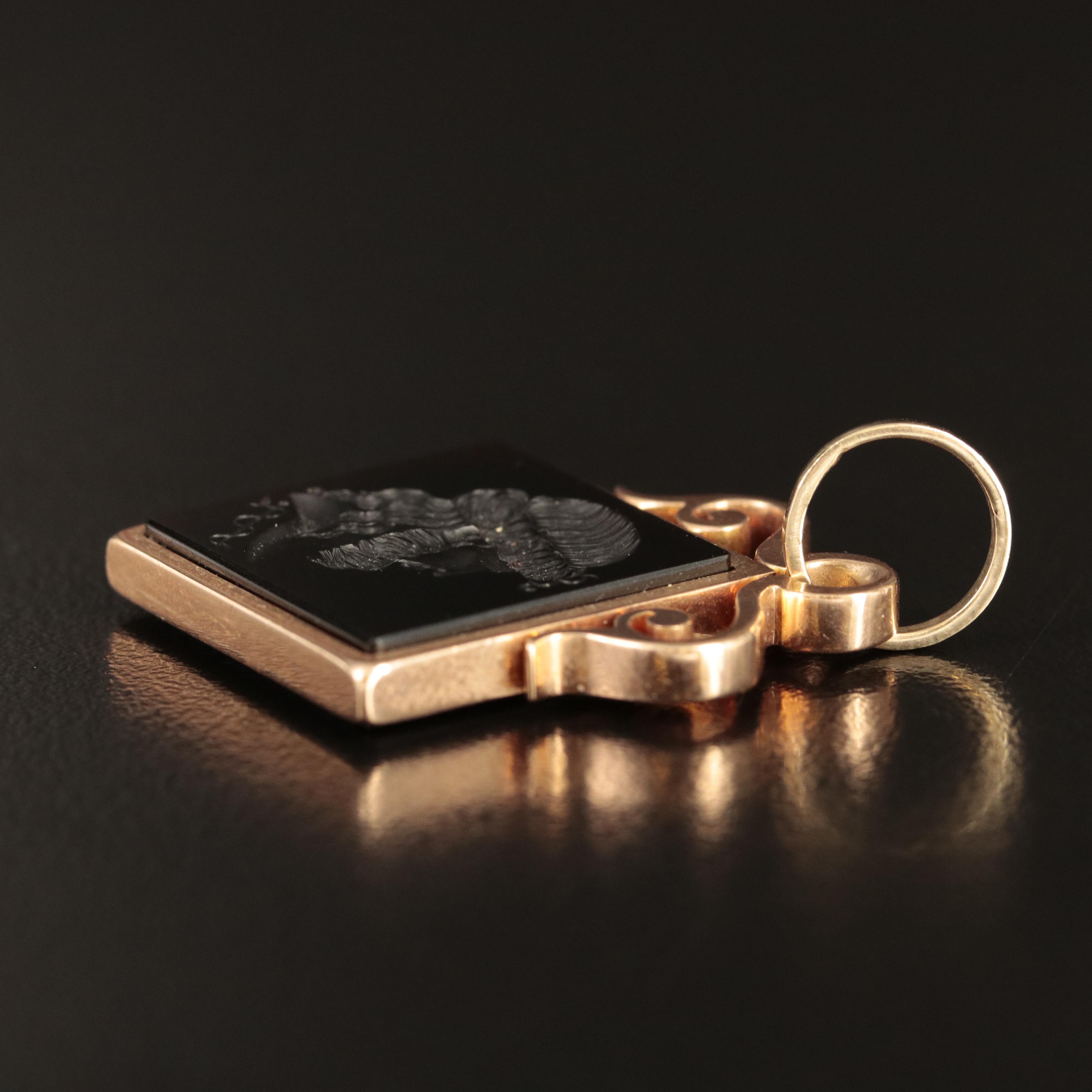 Vintage 14K Sard Intaglio Fob Charm