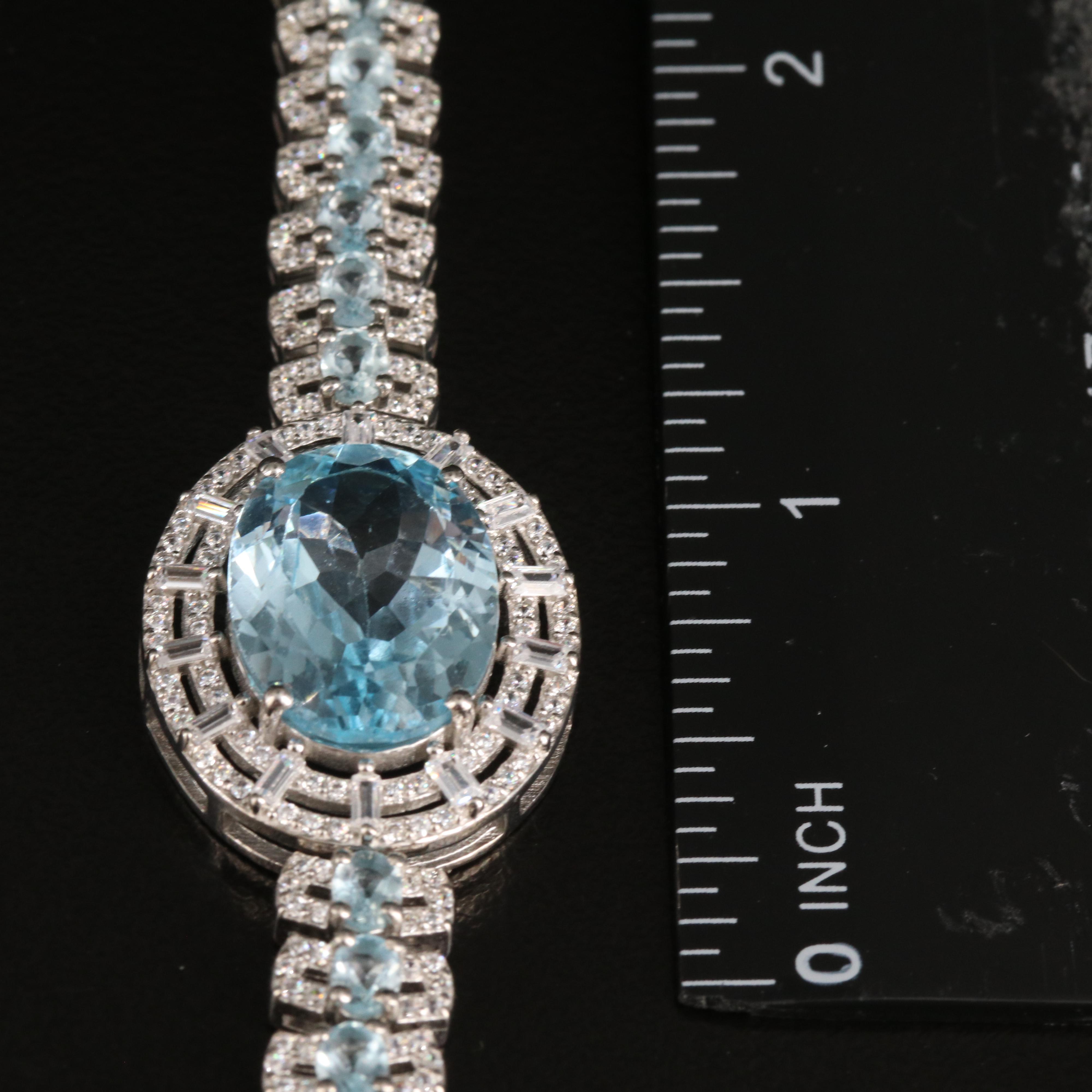 Sterling Blue and White Topaz Bolo Bracelet