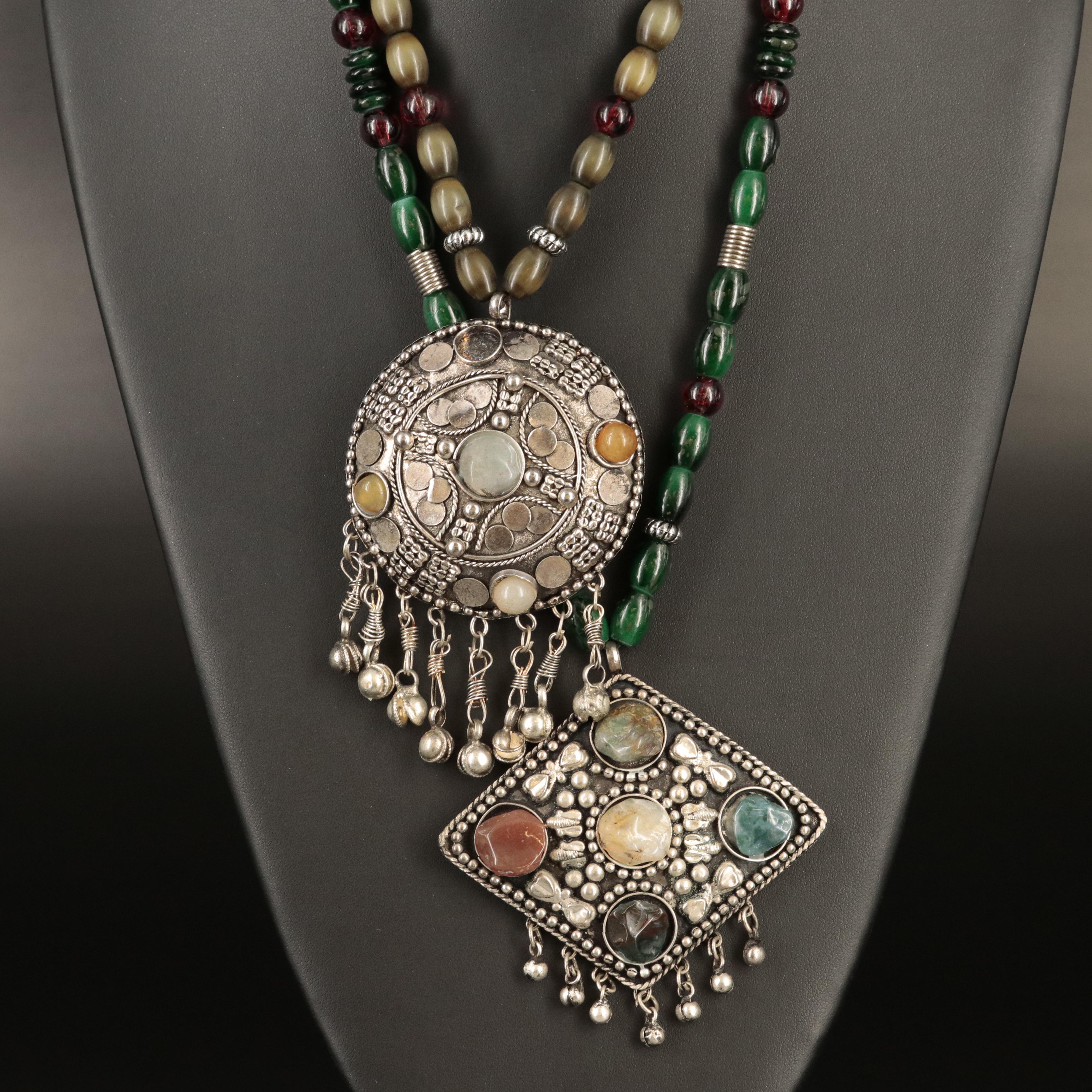 Agate and Jasper Assemblage Necklaces