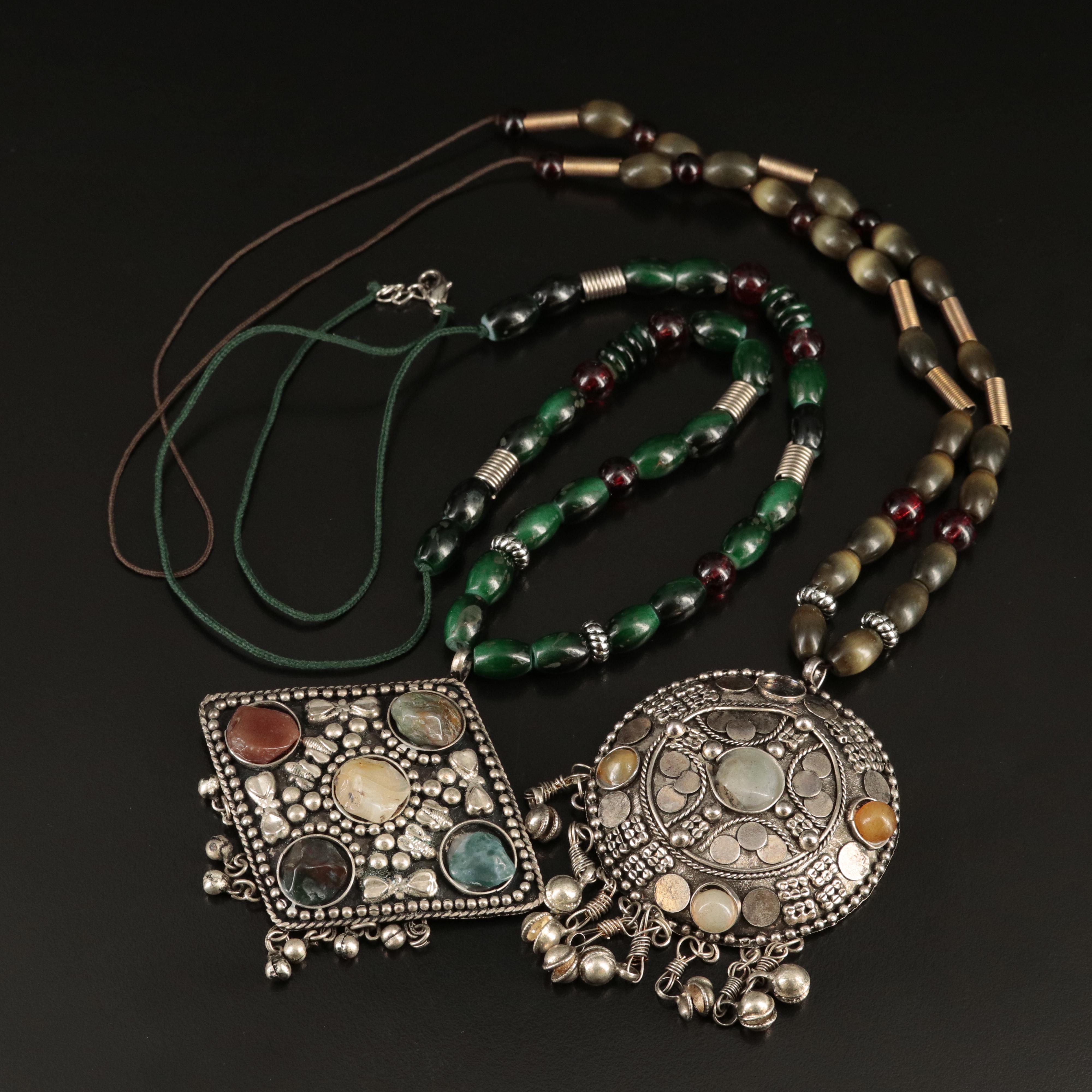 Agate and Jasper Assemblage Necklaces