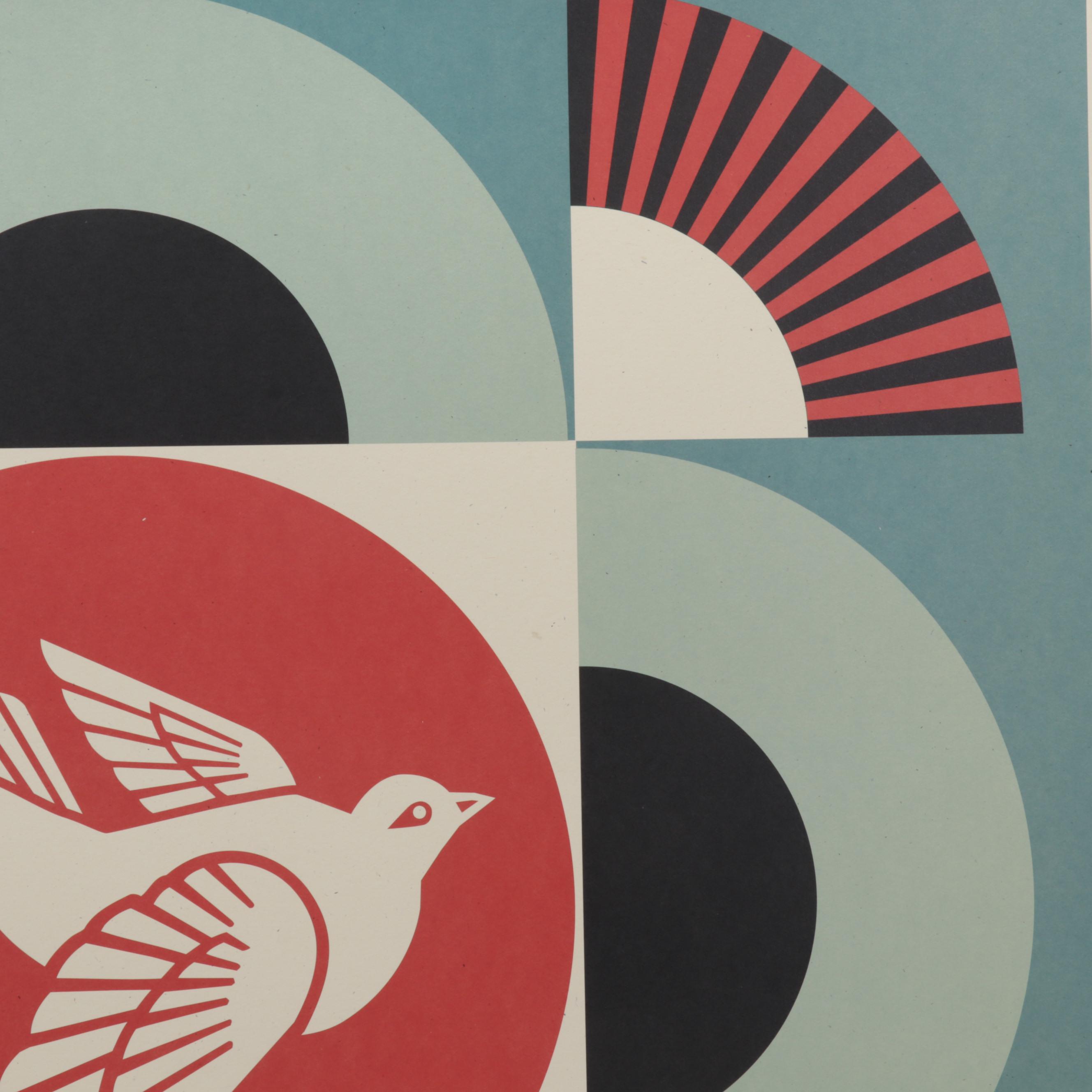Shepard Fairey Offset Lithograph "Geometric Dove - Blue," 2023