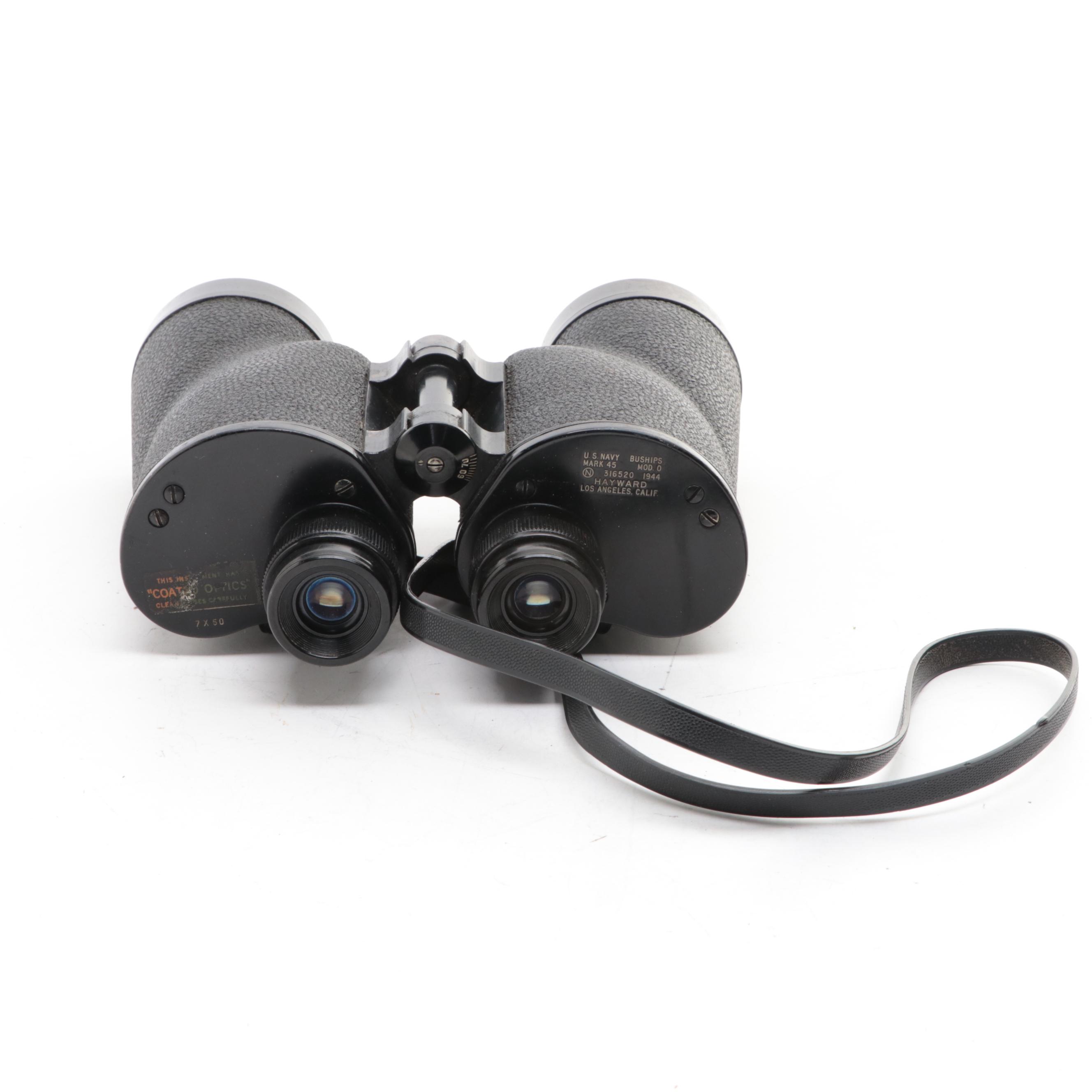 WWII Era Hayward for U. S. Navy Mark 45 Binoculars, 1944