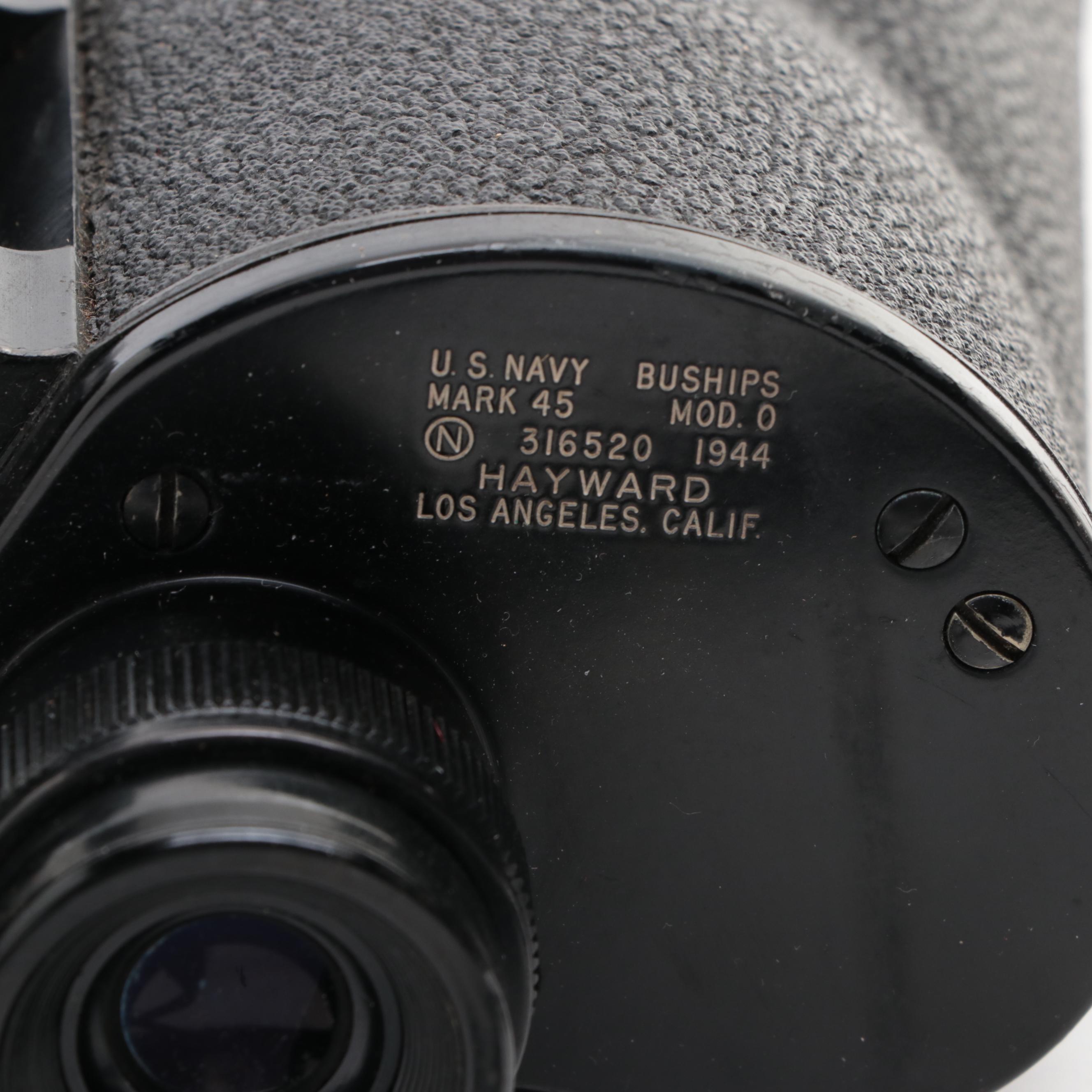 WWII Era Hayward for U. S. Navy Mark 45 Binoculars, 1944