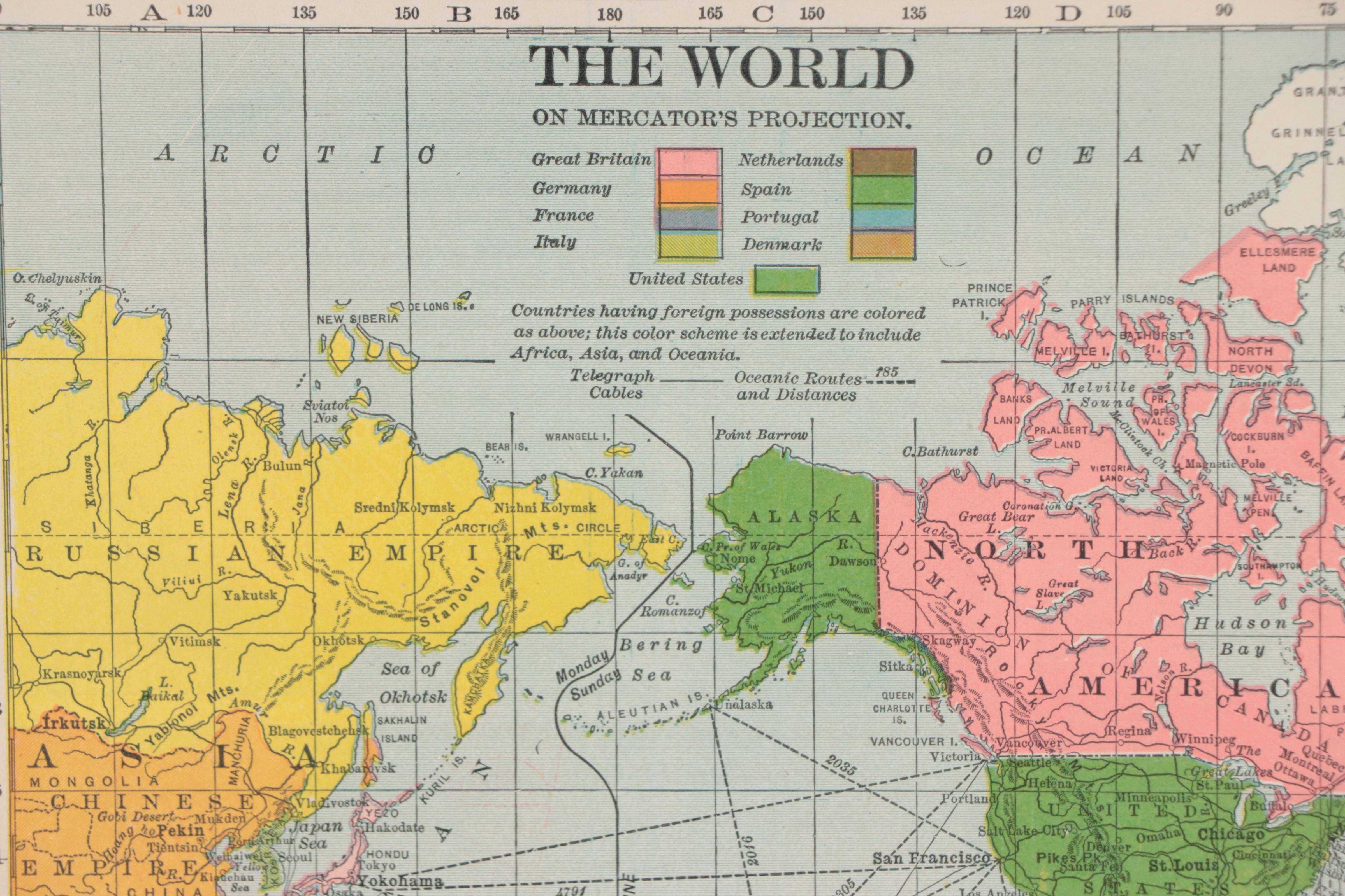 C. S. Hammond & Co. Map "The World on Mercator's Projection," 1909