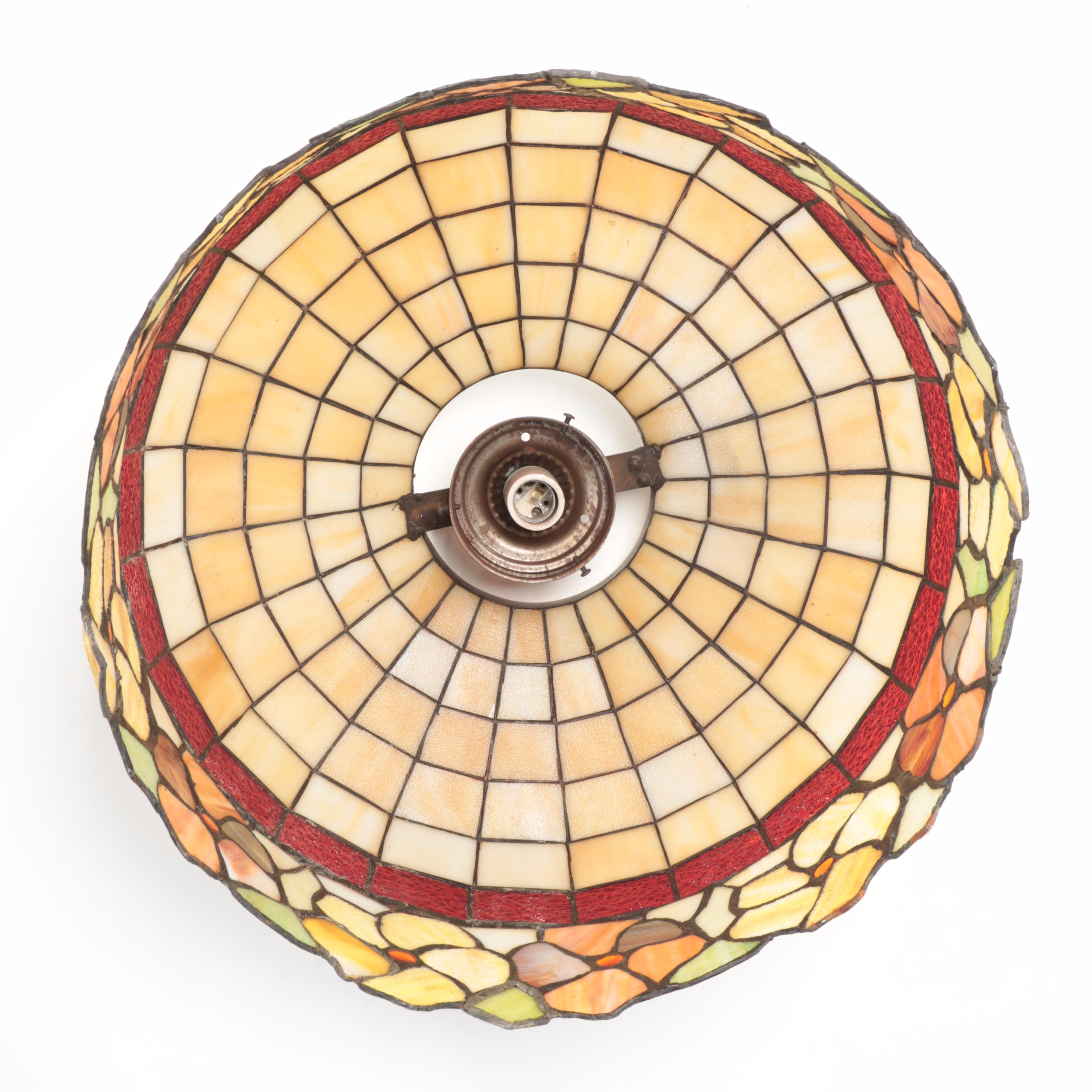 Gramercy Park Lighting Slag Glass and Red Pebbled Glass Pendant, Mid/ Late 20th