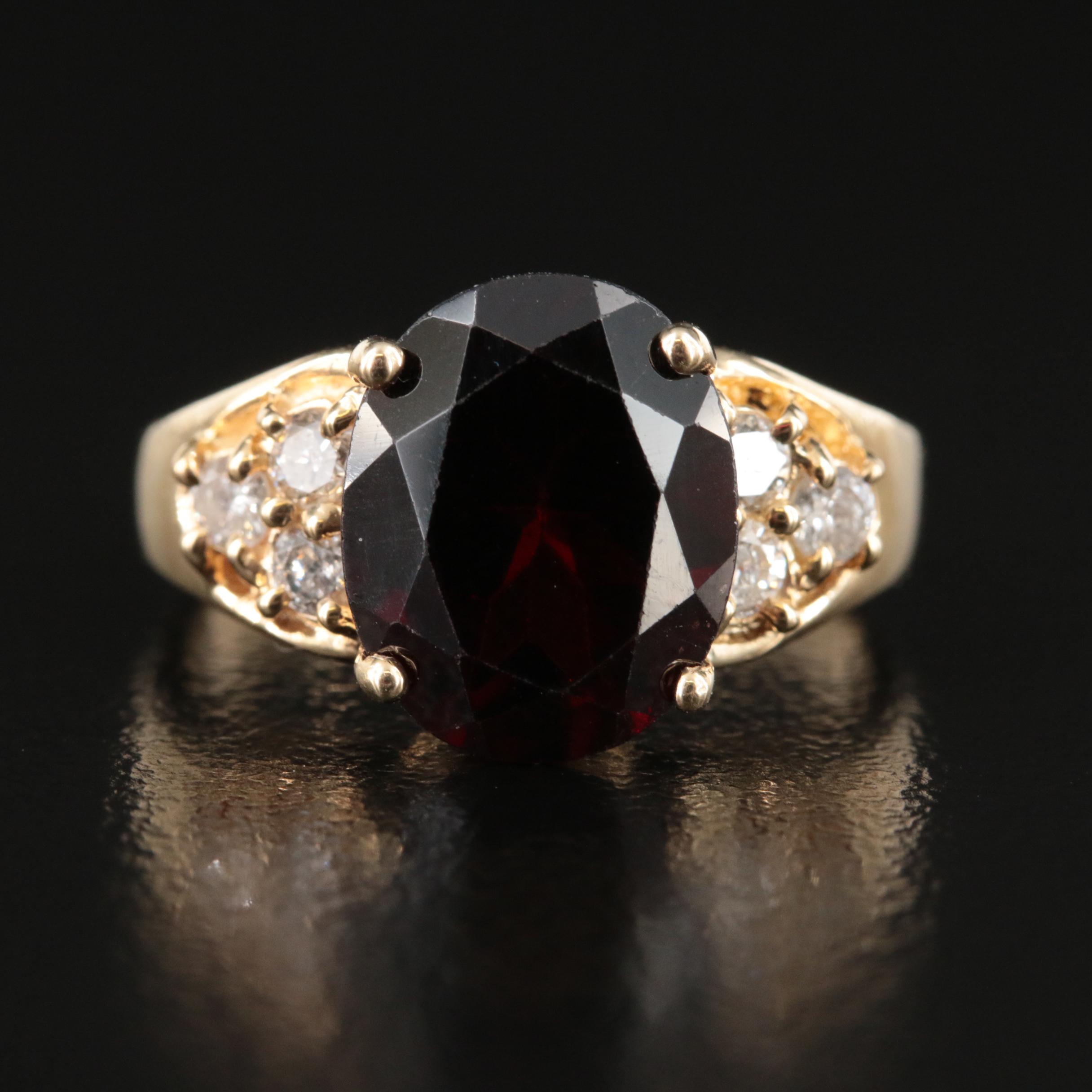 14K Garnet and Diamond Ring