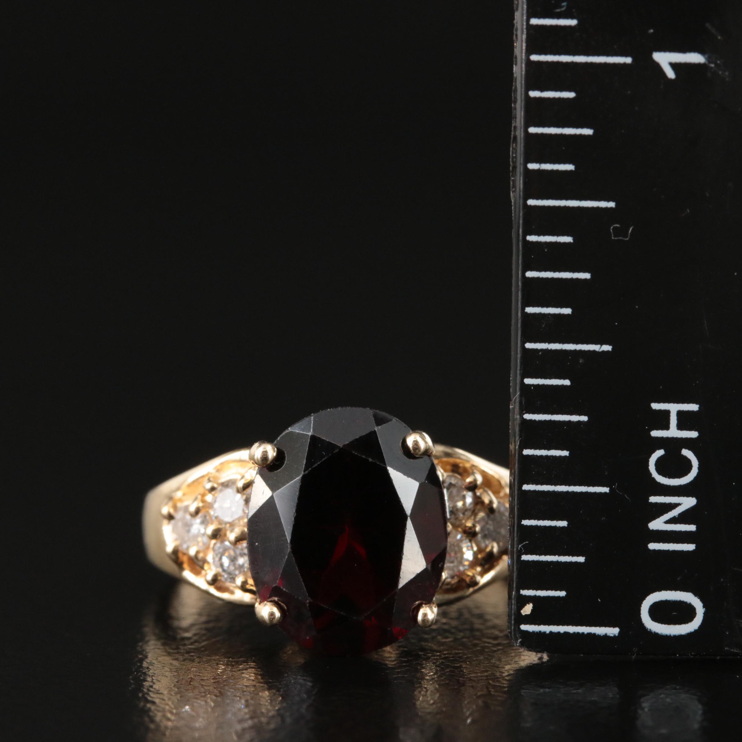 14K Garnet and Diamond Ring