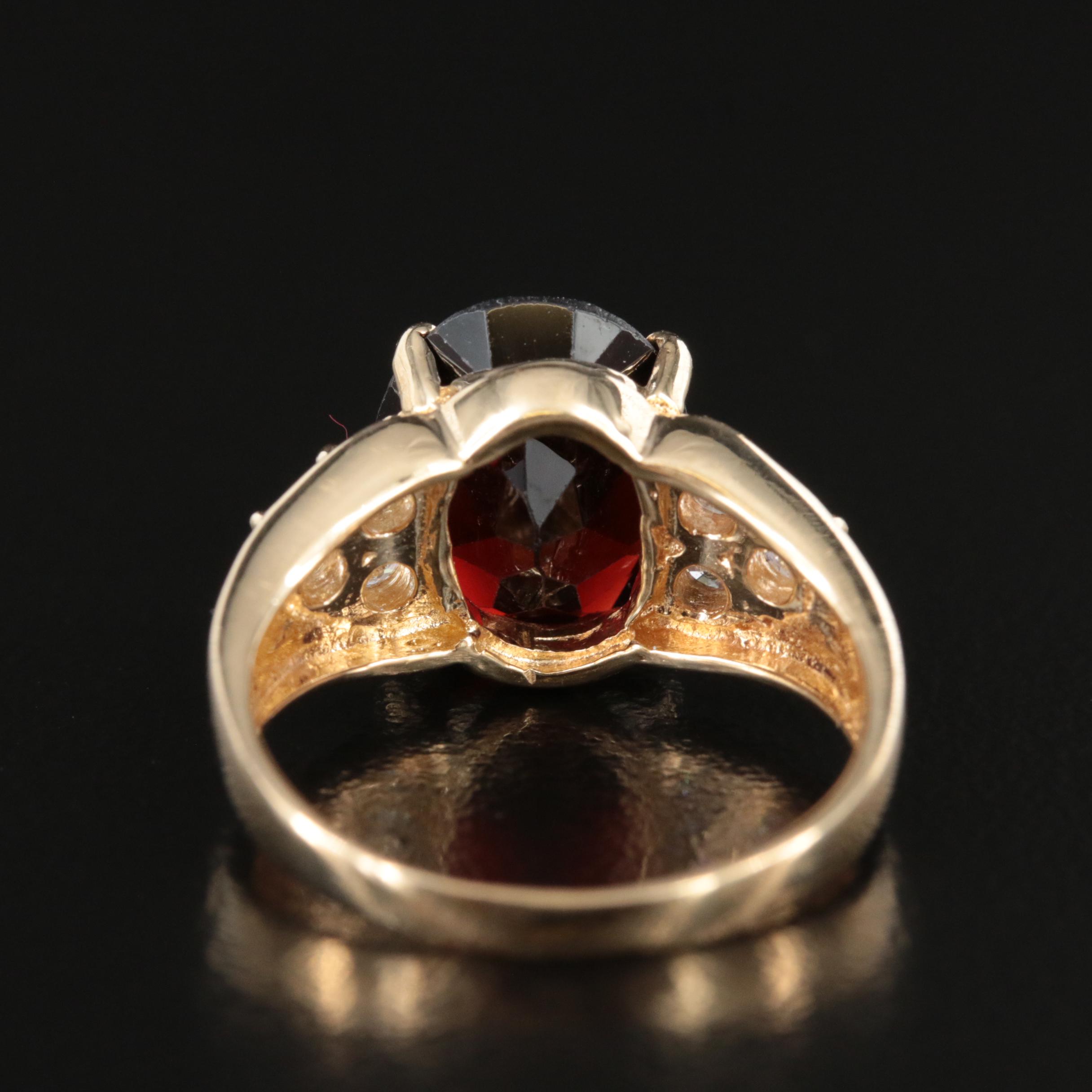 14K Garnet and Diamond Ring