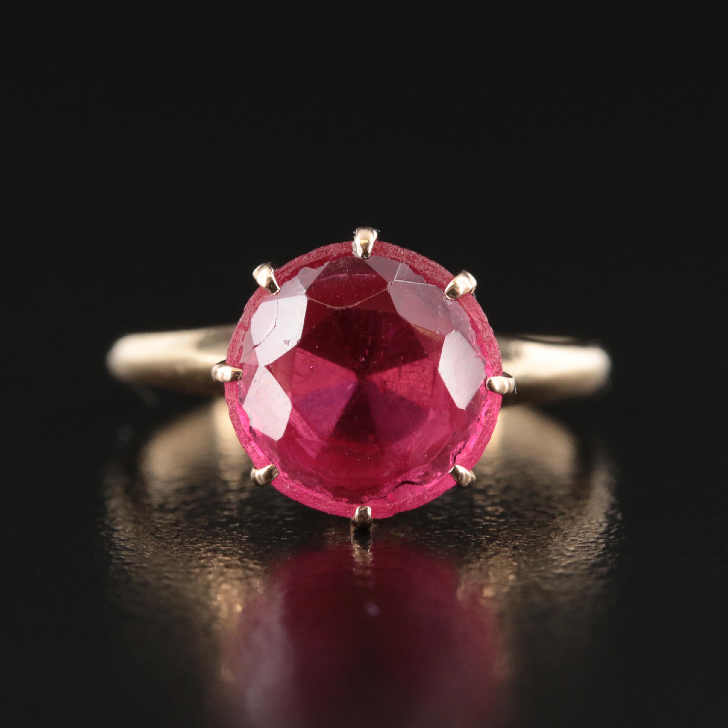 14K Garnet Glass Doublet Ring