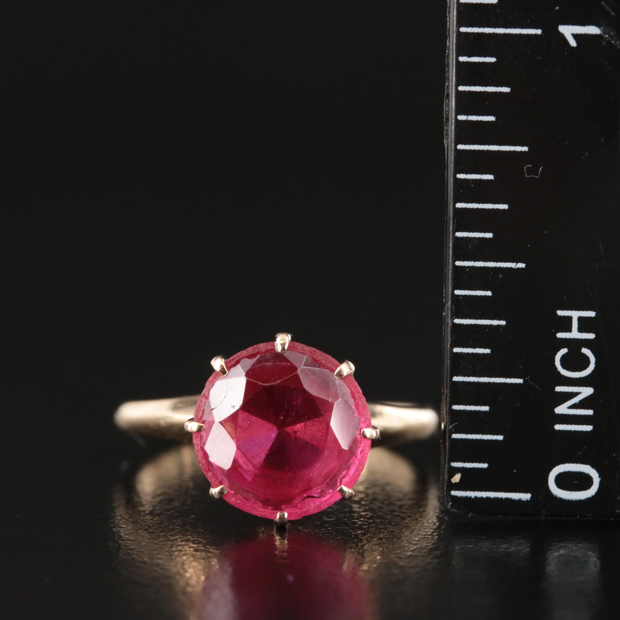 14K Garnet Glass Doublet Ring