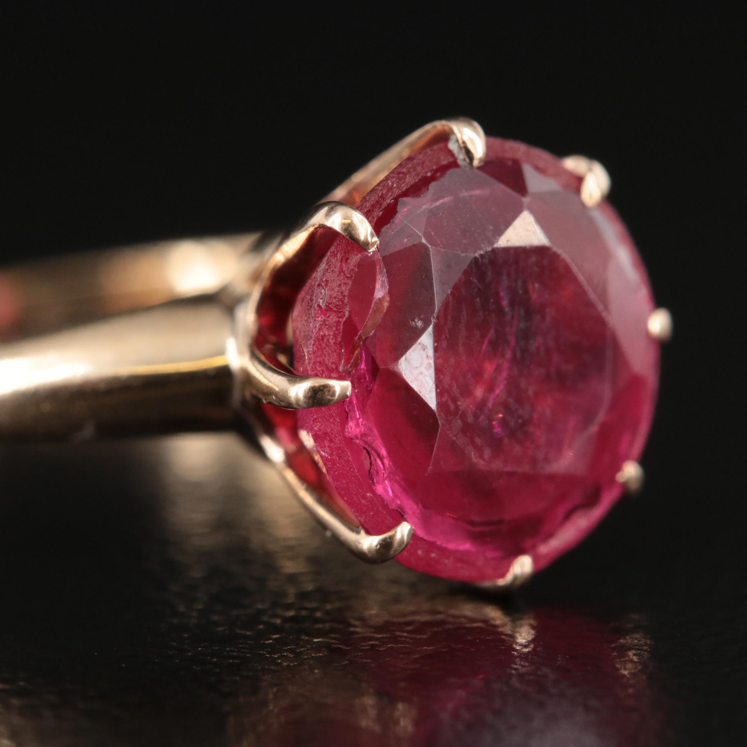 14K Garnet Glass Doublet Ring