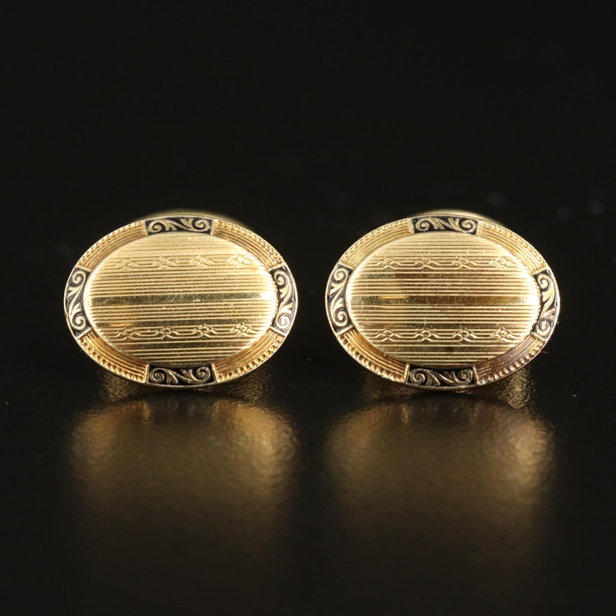 14K Enameled Cufflinks