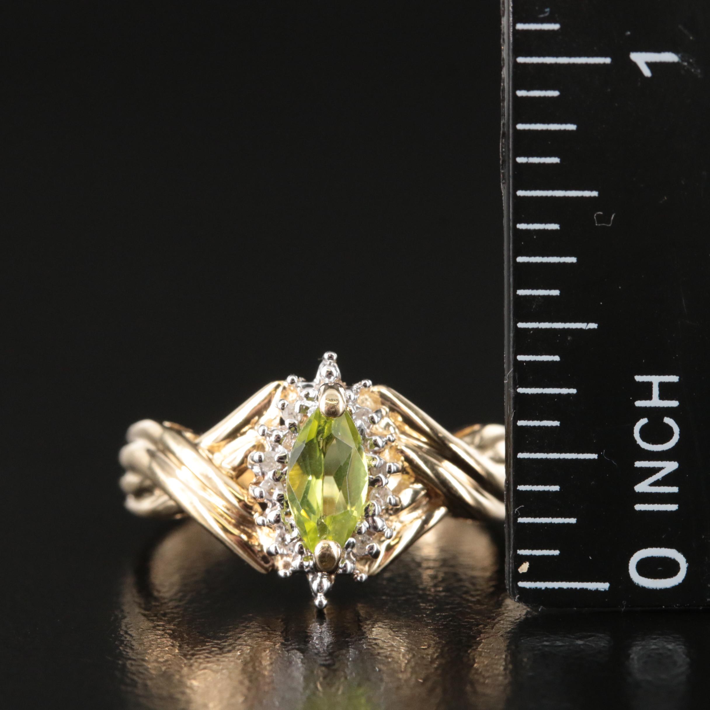 10K Peridot and Diamond Ring