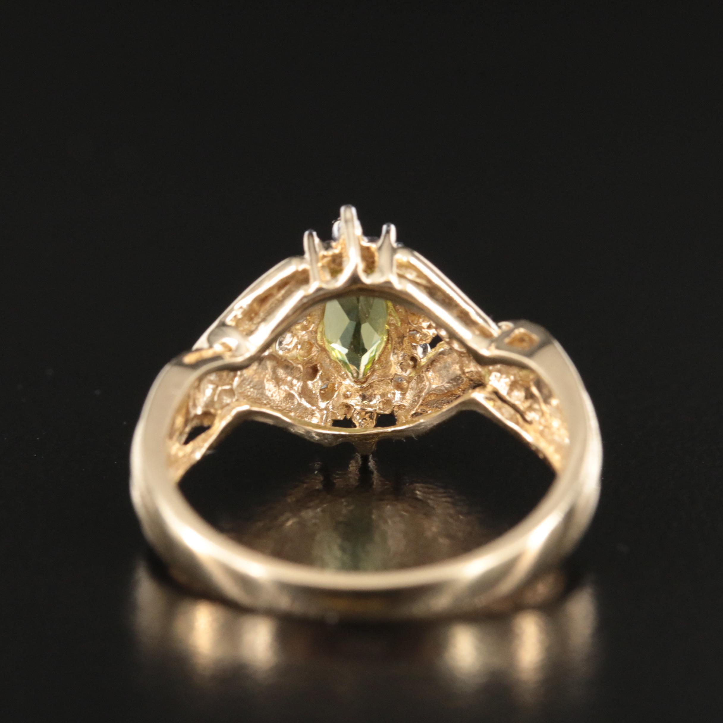 10K Peridot and Diamond Ring