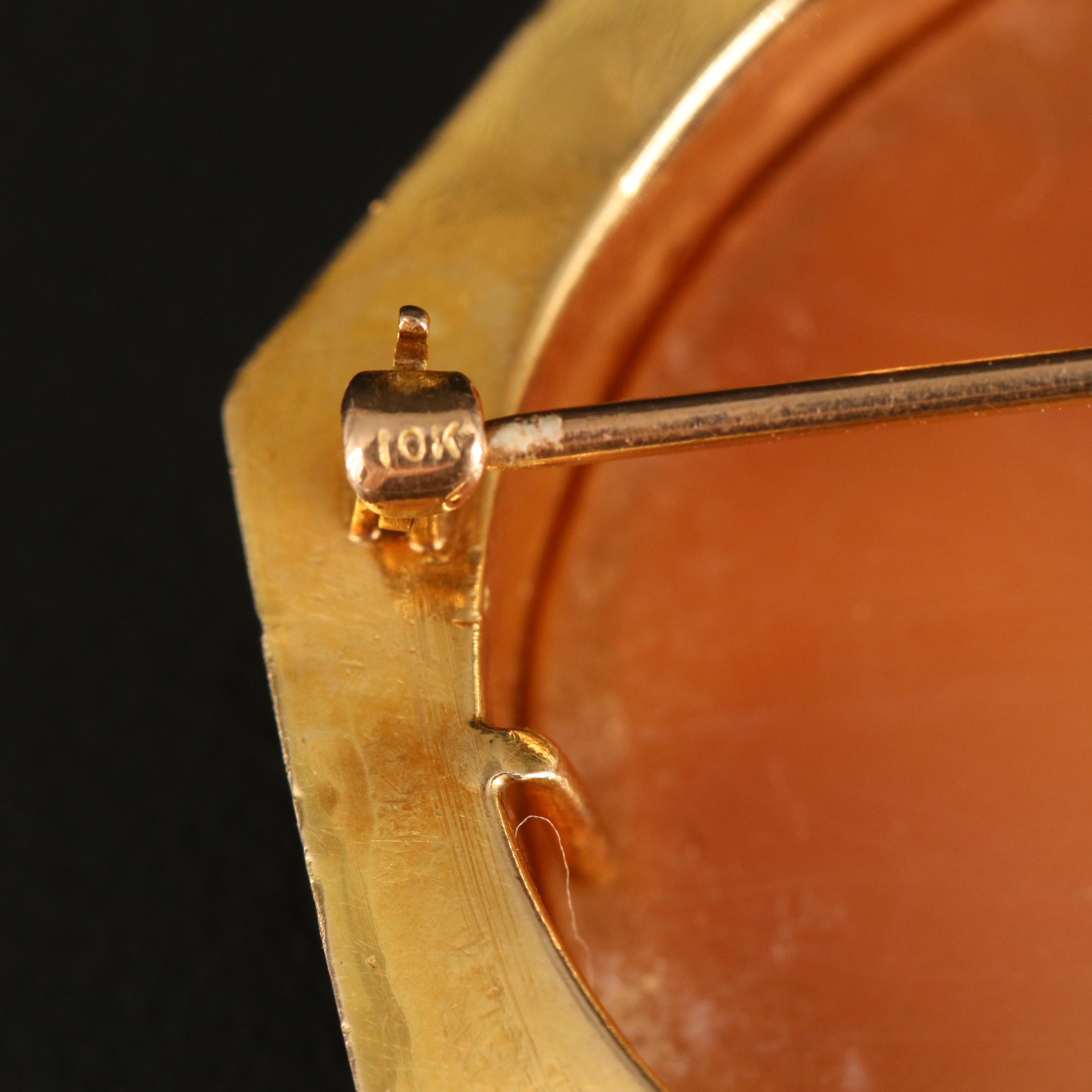 10K Shell City Scape Cameo Converter Brooch