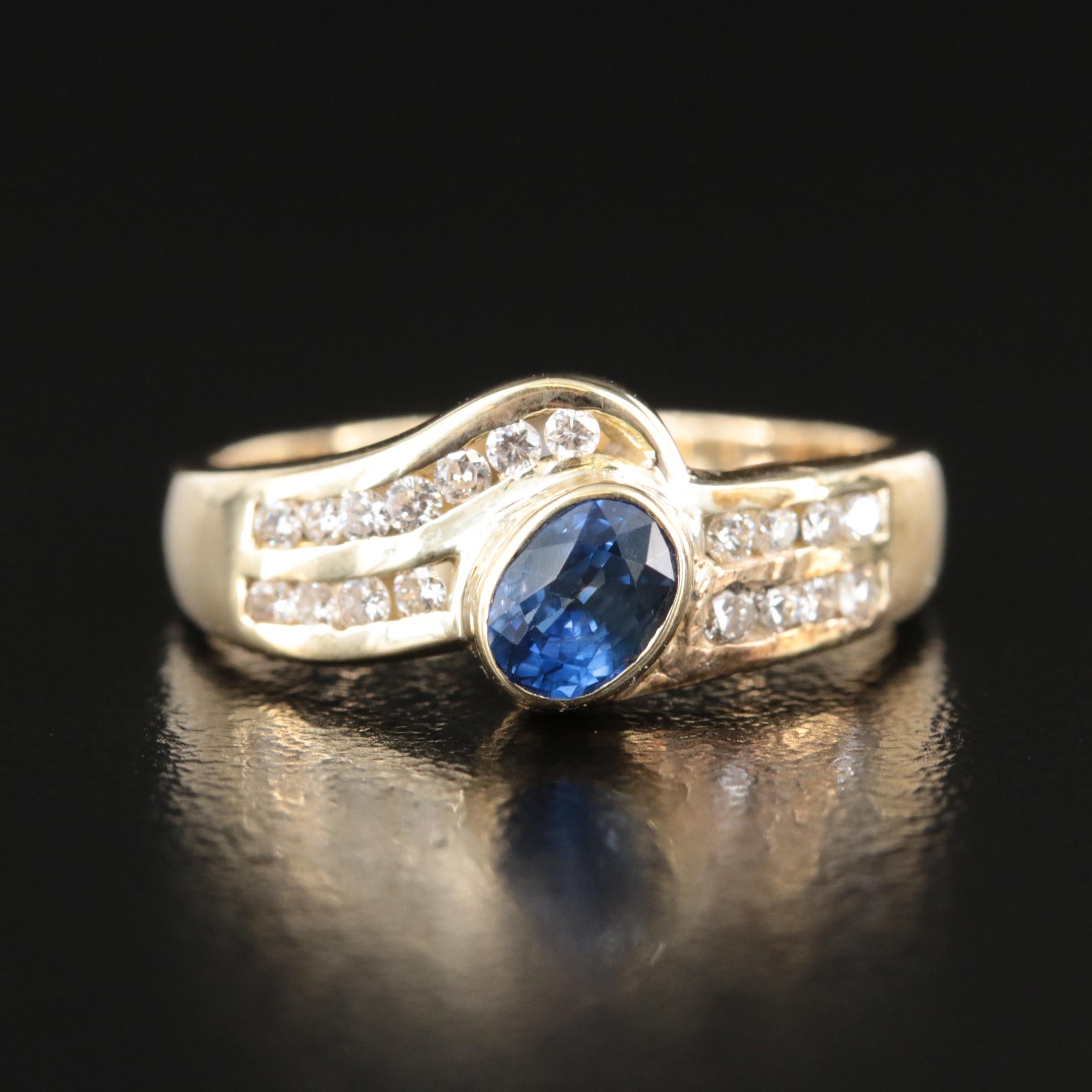 14K Sapphire and Diamond Ring
