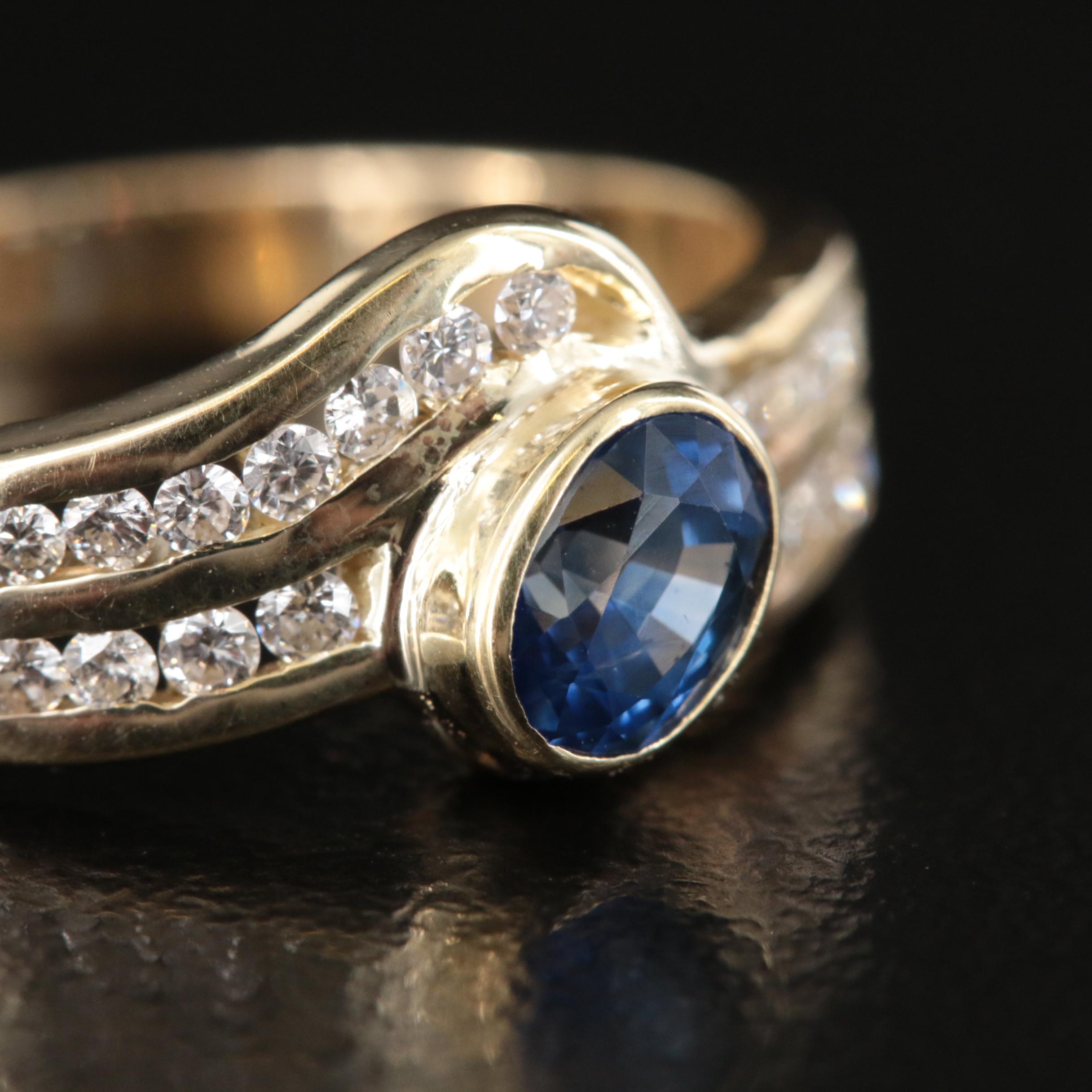 14K Sapphire and Diamond Ring