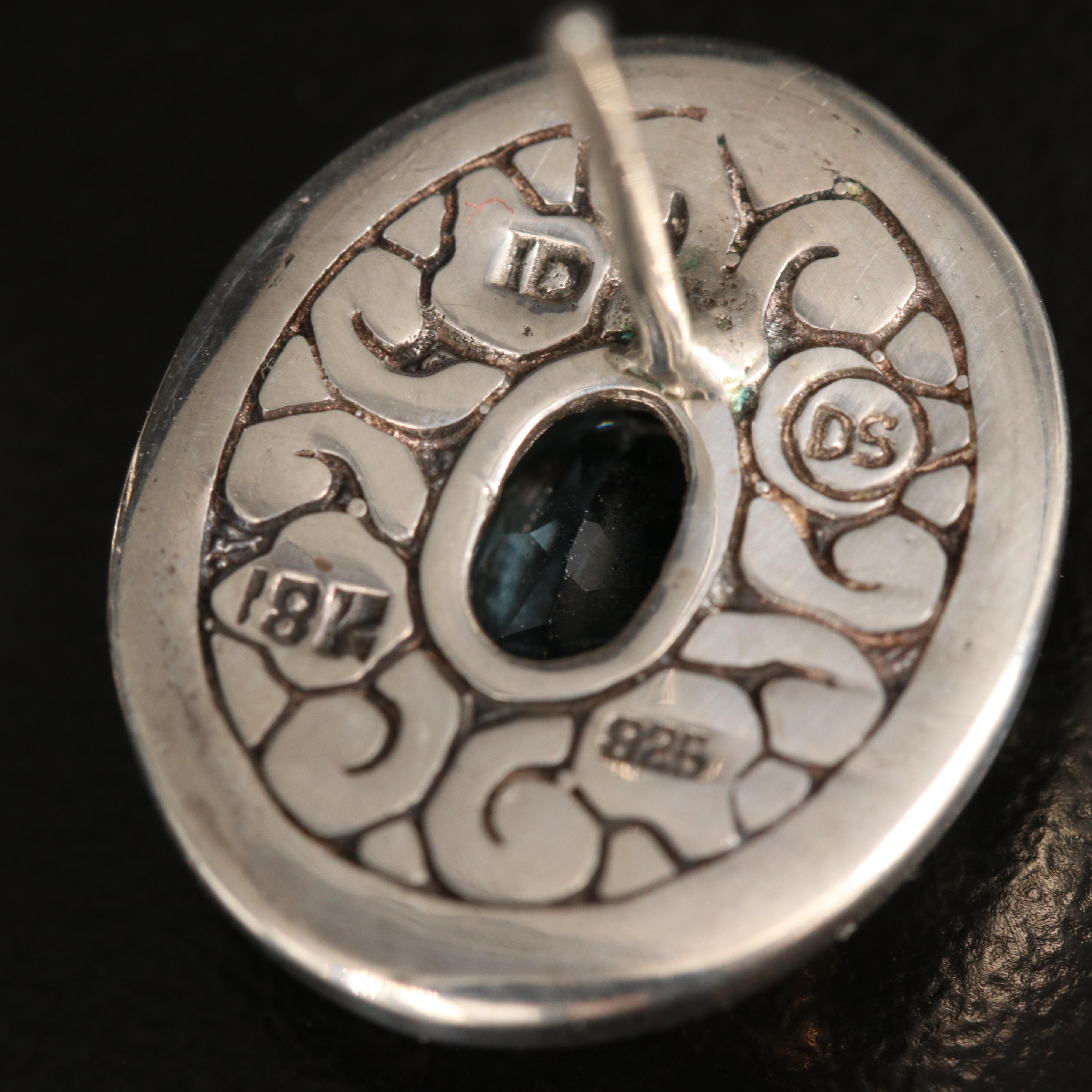 Sterling Swiss Blue Topaz Earrings with 18K Accents