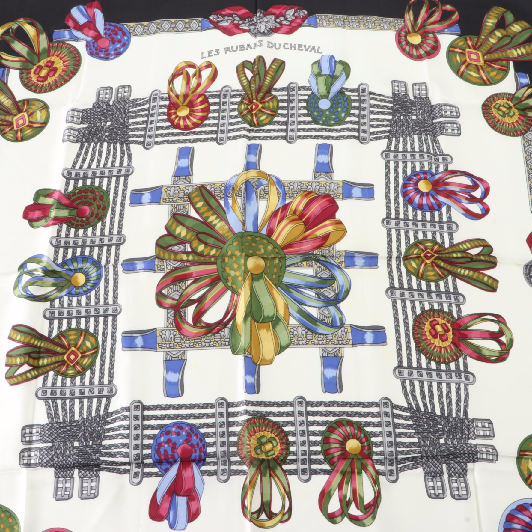 Hermès ''Les Rubans du Cheval'' Scarf 90 in Silk Twill