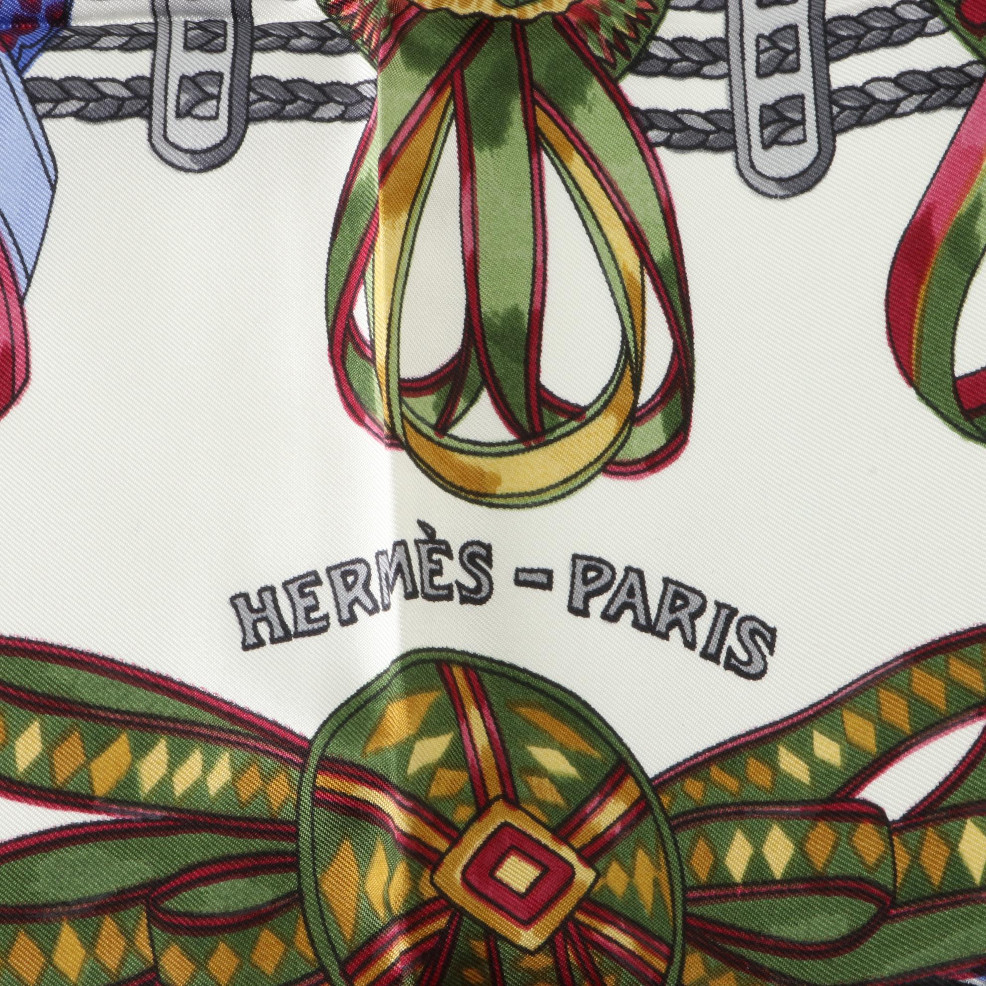 Hermès ''Les Rubans du Cheval'' Scarf 90 in Silk Twill