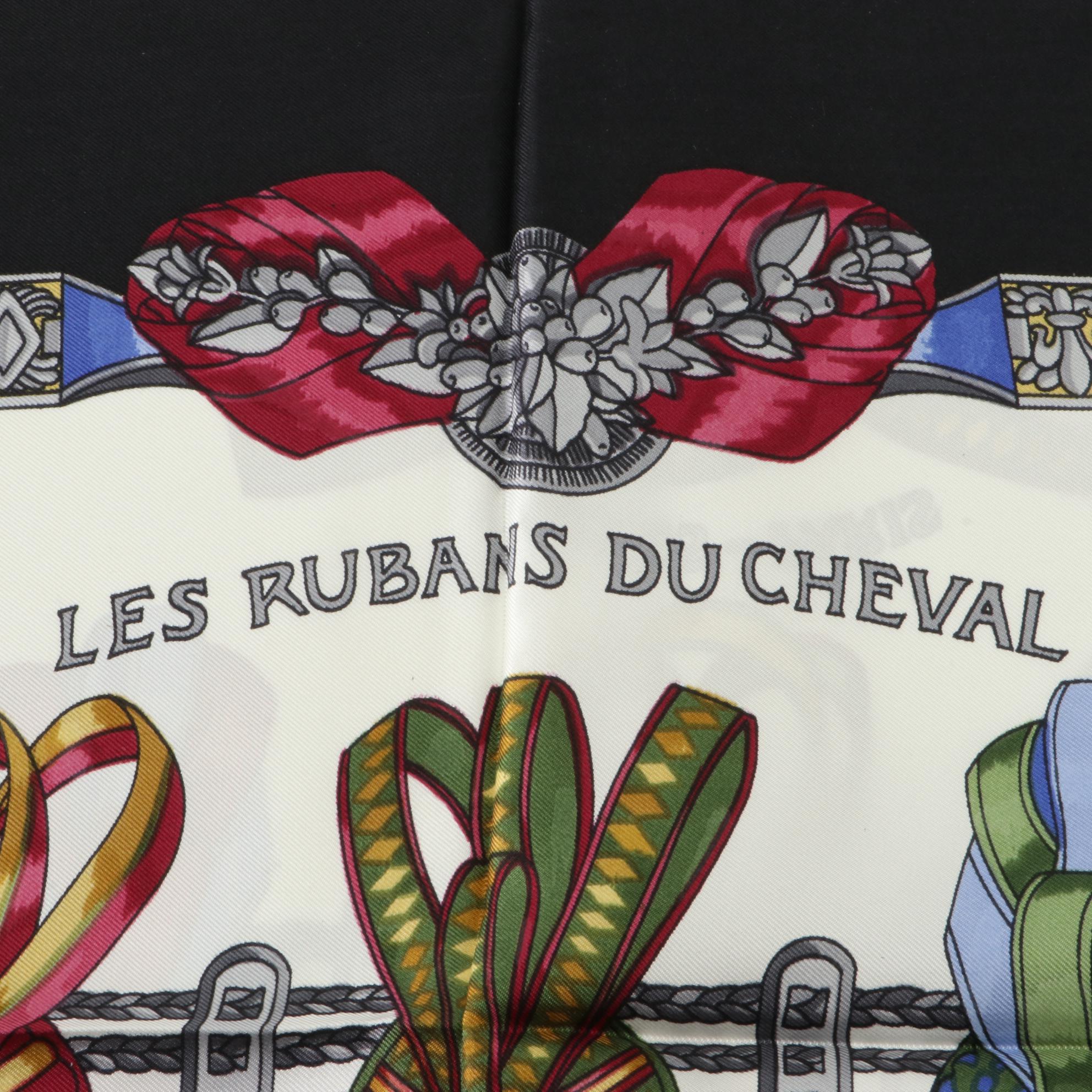 Hermès ''Les Rubans du Cheval'' Scarf 90 in Silk Twill