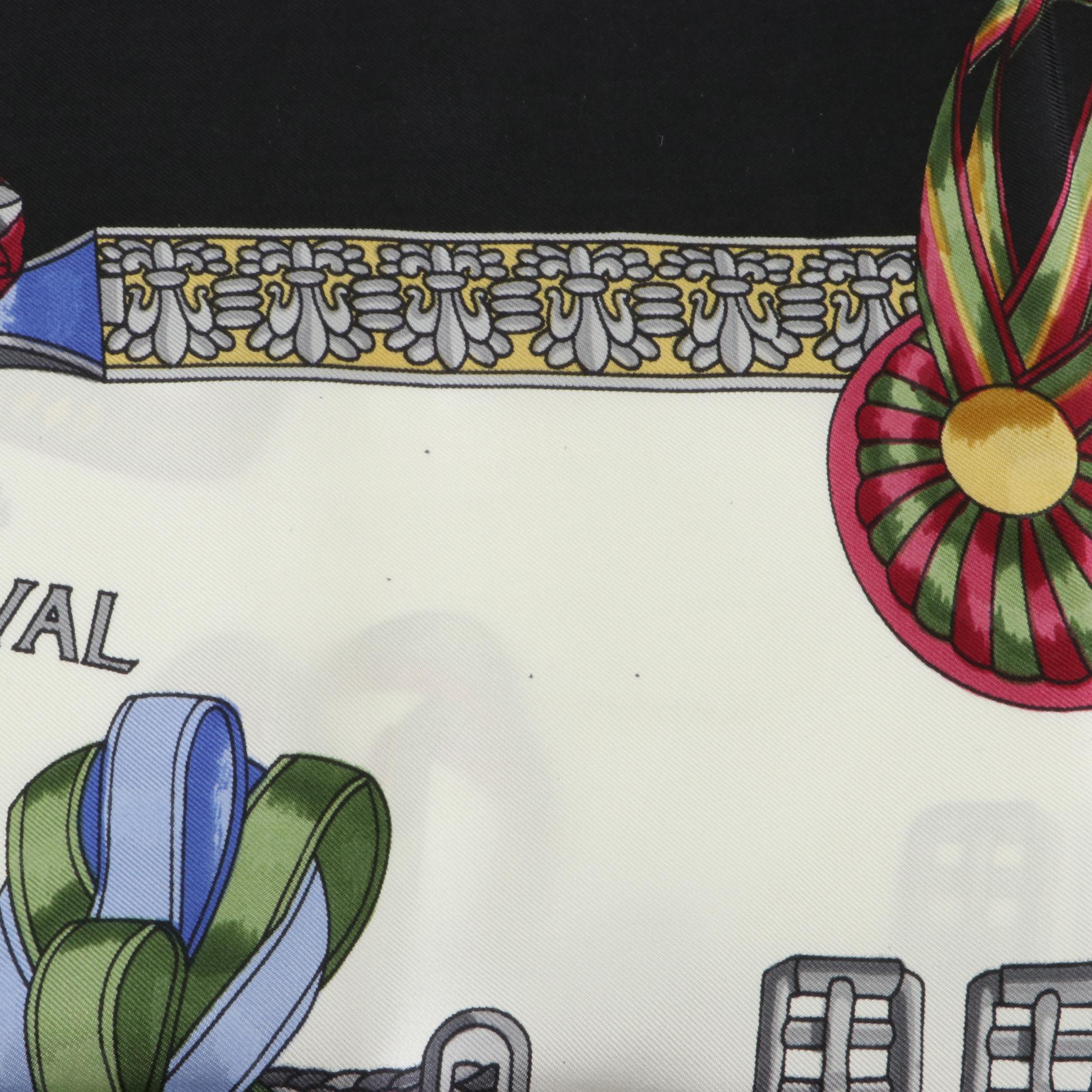 Hermès ''Les Rubans du Cheval'' Scarf 90 in Silk Twill